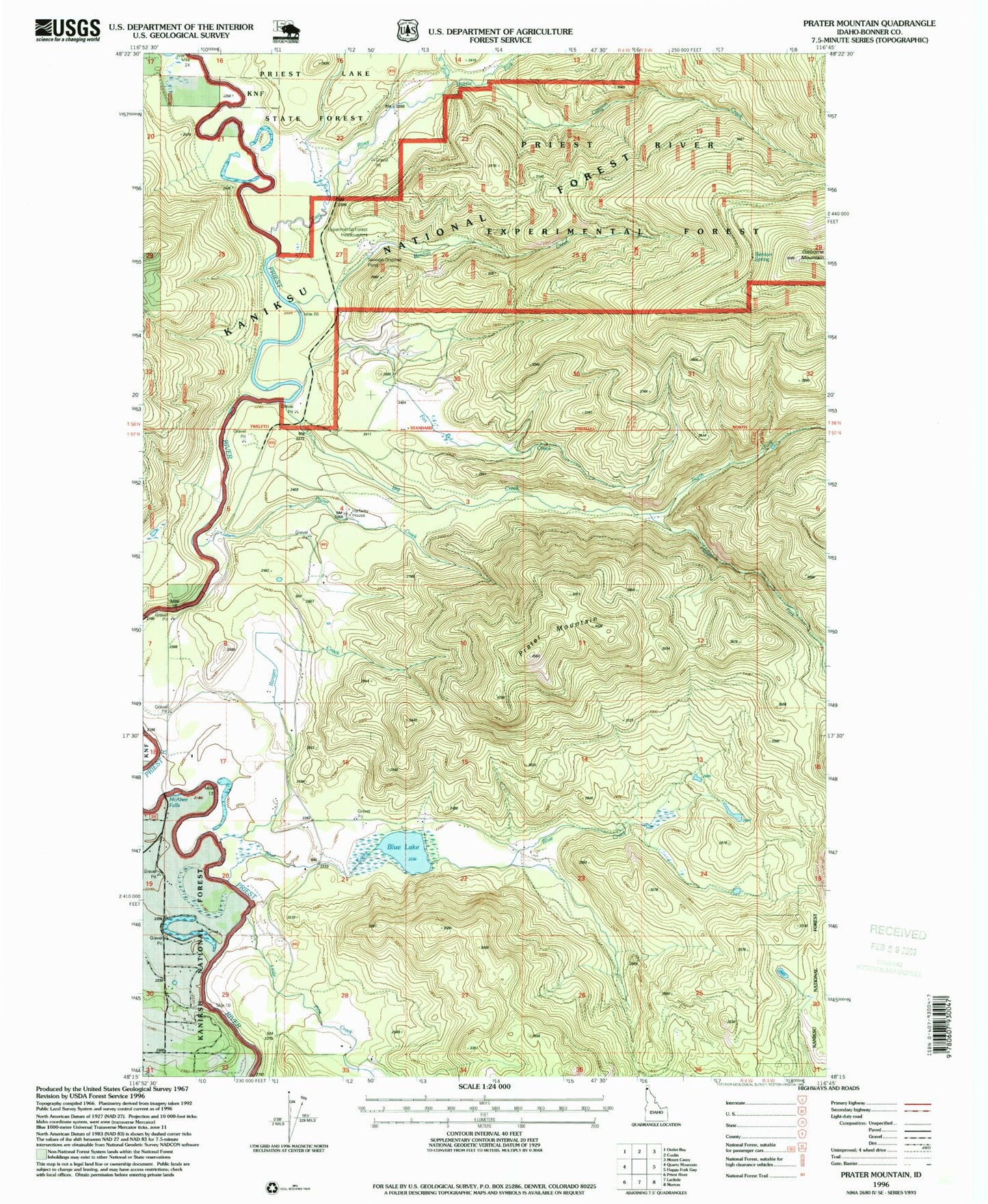 Classic USGS Prater Mountain Idaho 7.5'x7.5' Topo Map Image