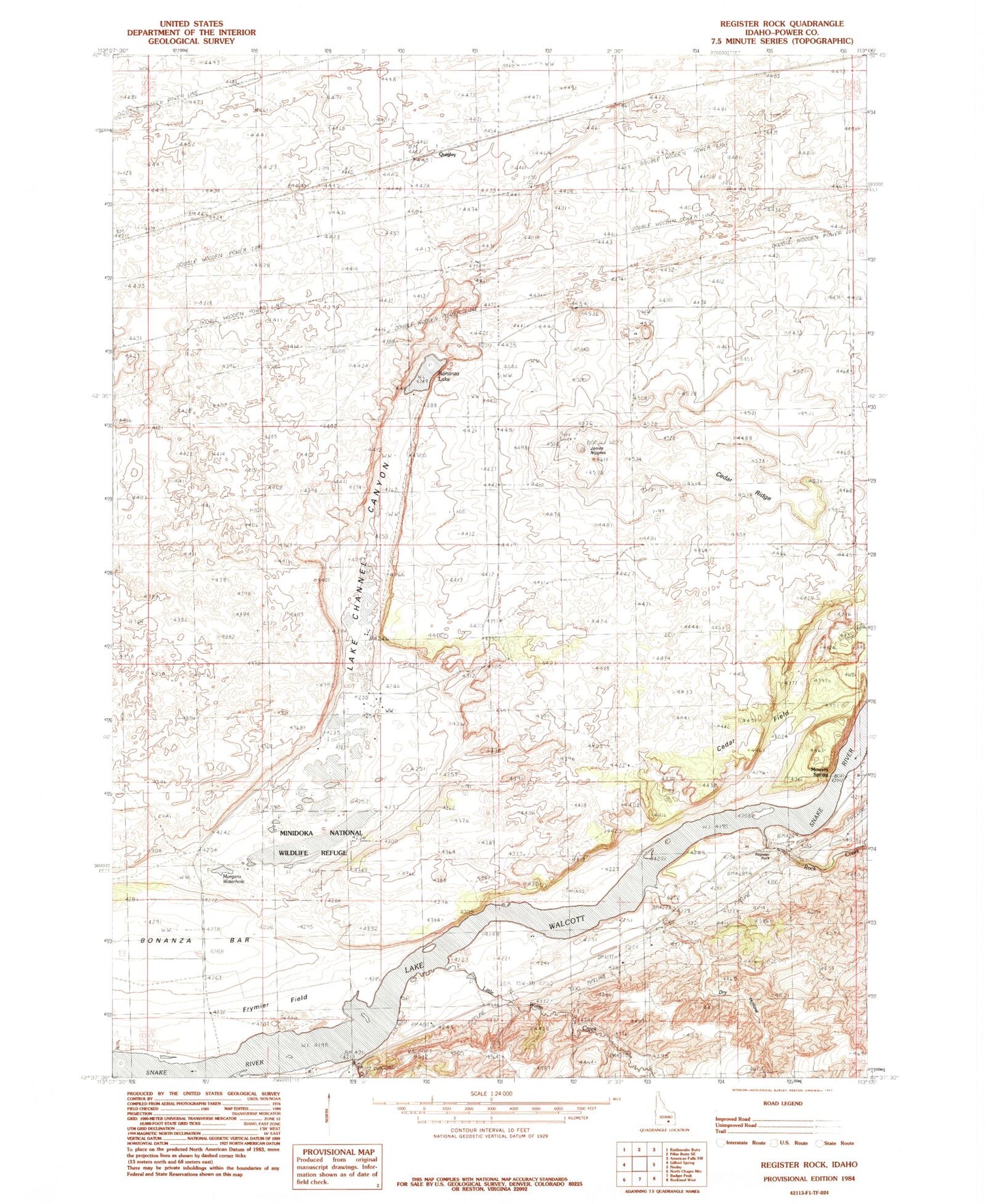 Classic USGS Register Rock Idaho 7.5'x7.5' Topo Map Image