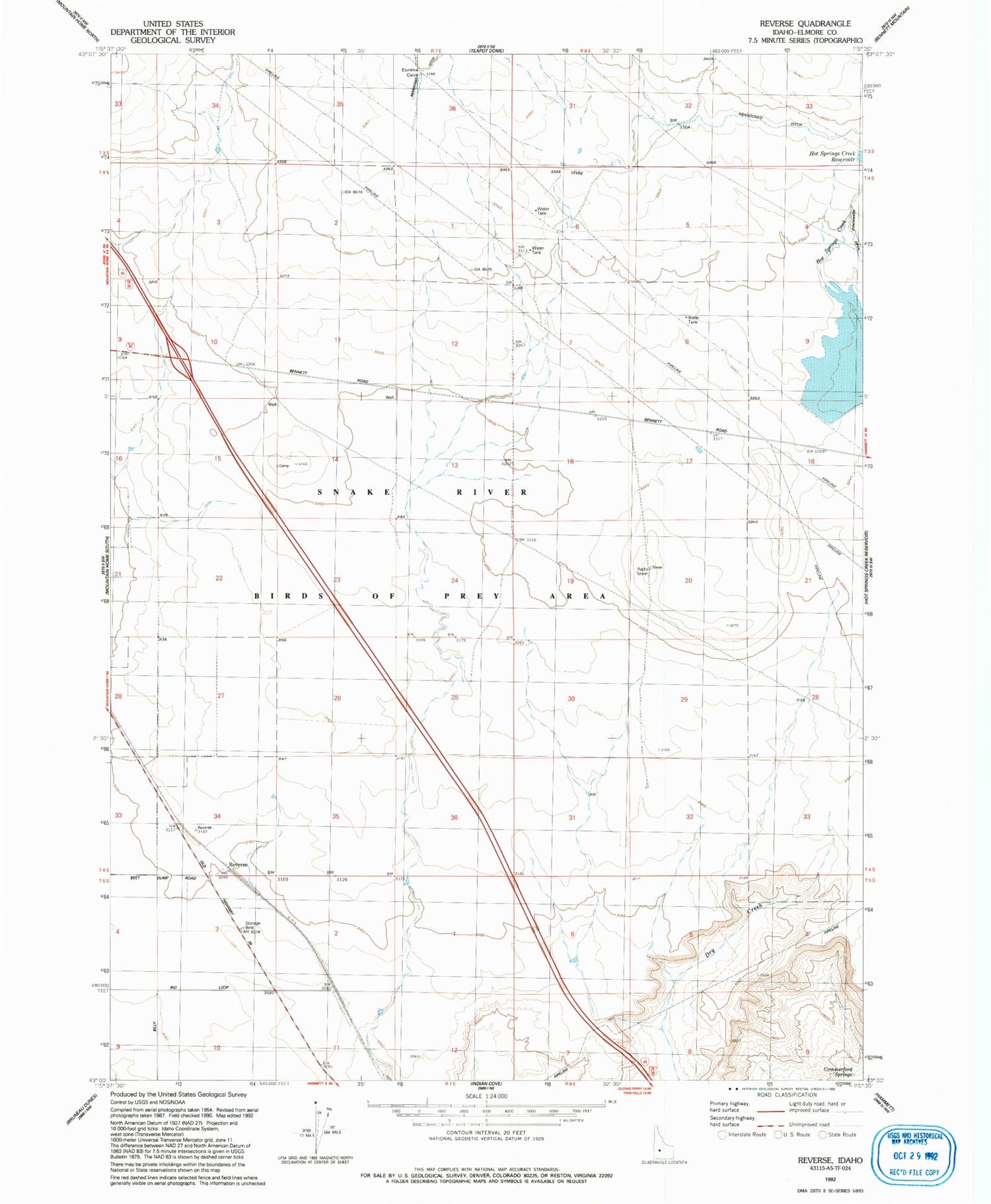 Classic USGS Reverse Idaho 7.5'x7.5' Topo Map Image
