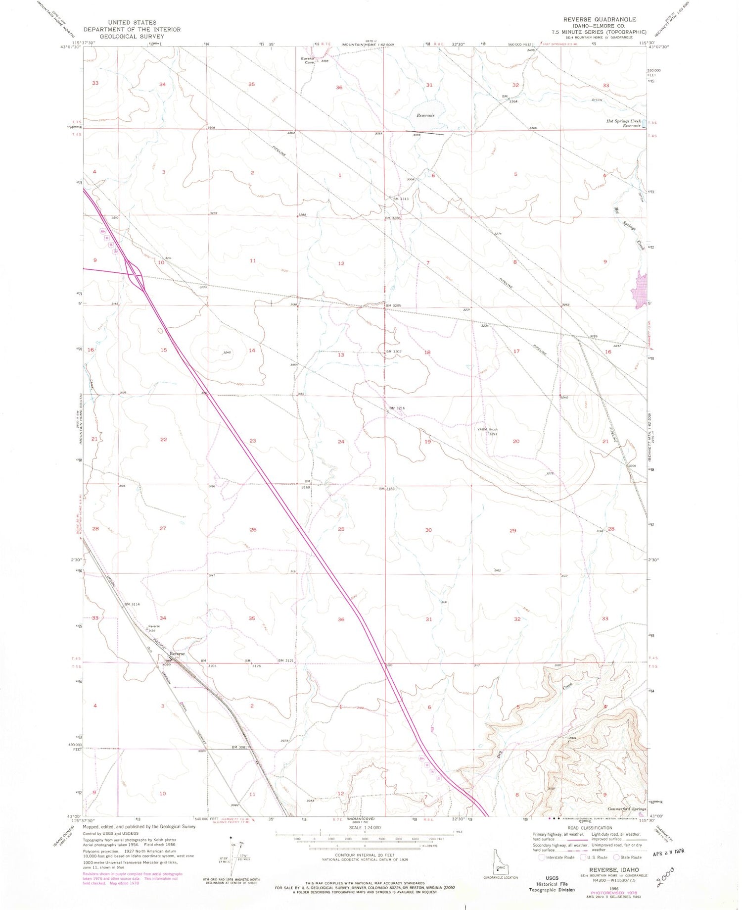 Classic USGS Reverse Idaho 7.5'x7.5' Topo Map Image