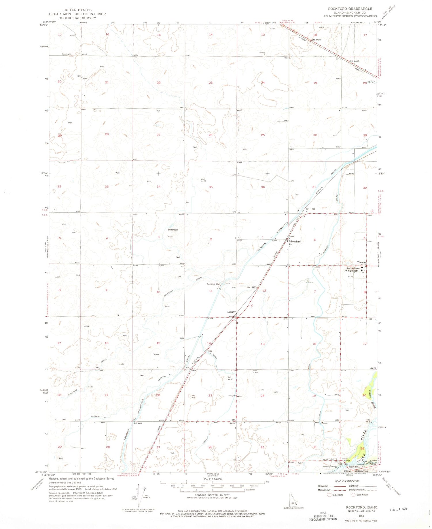 Classic USGS Rockford Idaho 7.5'x7.5' Topo Map Image