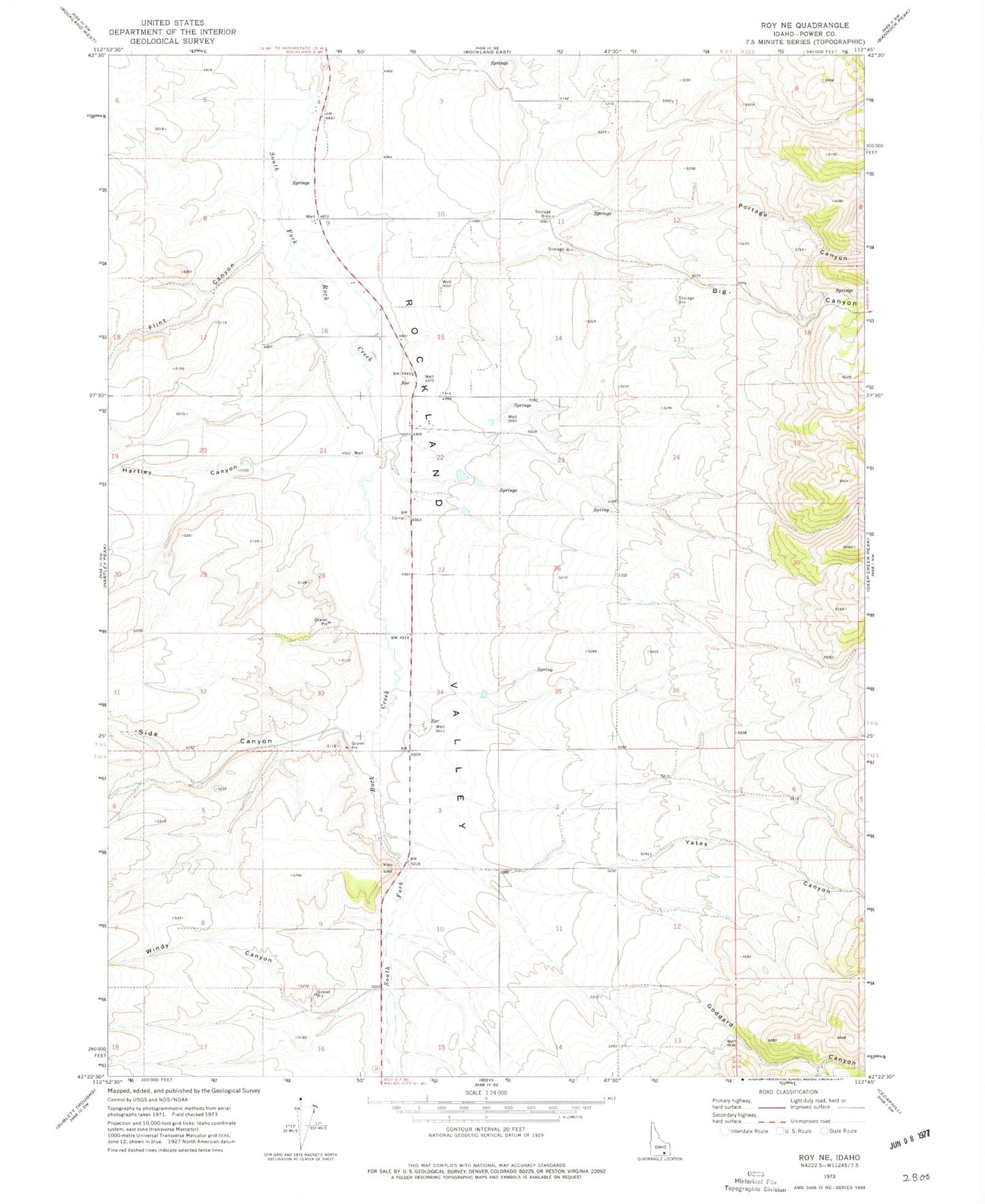 Classic USGS Roy NE Idaho 7.5'x7.5' Topo Map Image
