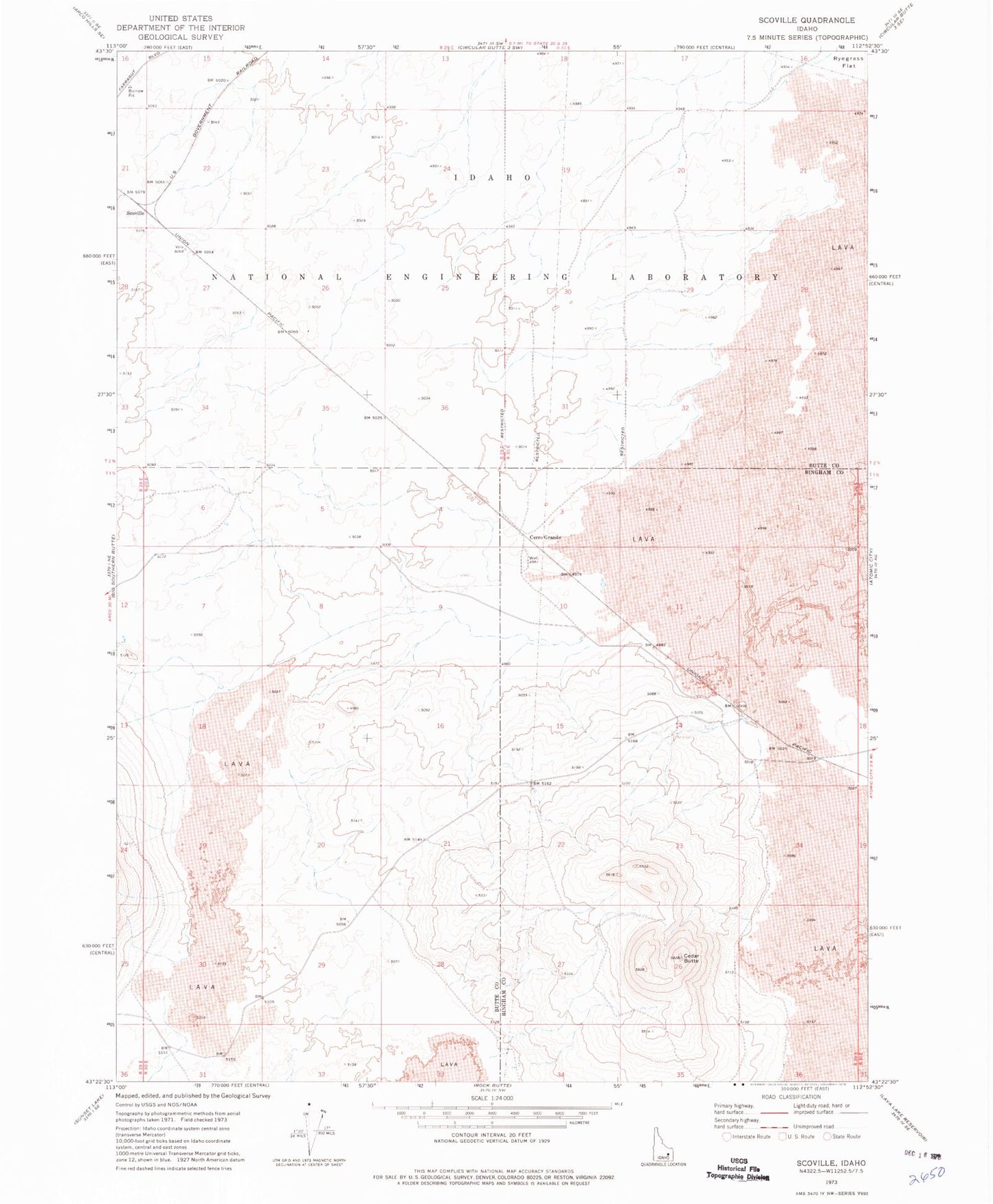 Classic USGS Scoville Idaho 7.5'x7.5' Topo Map Image