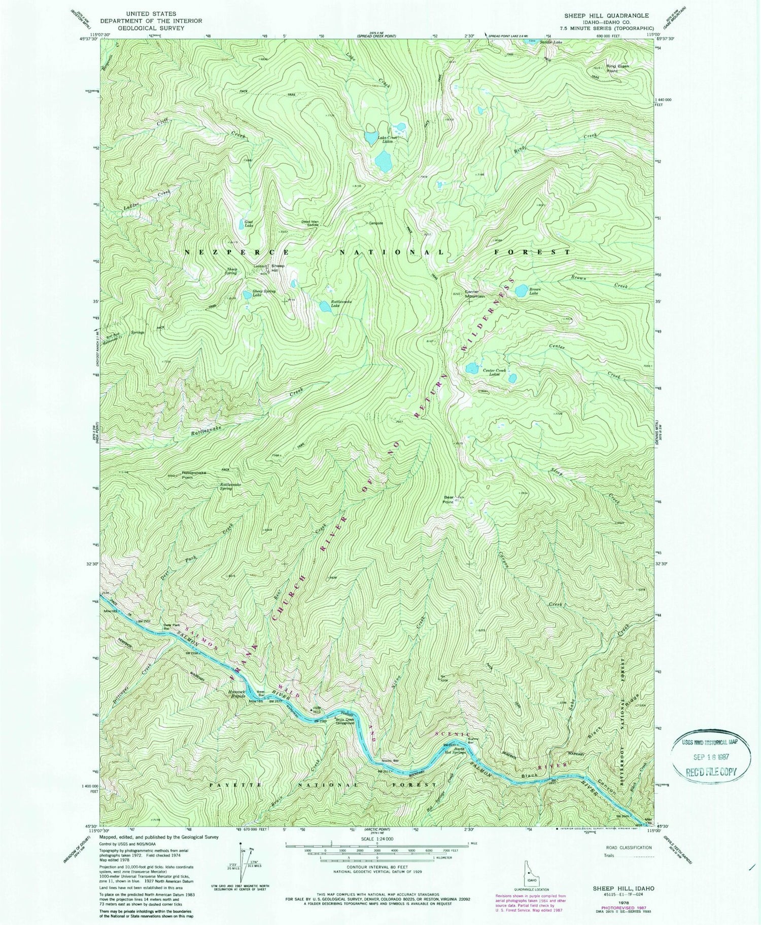 Classic USGS Sheep Hill Idaho 7.5'x7.5' Topo Map Image