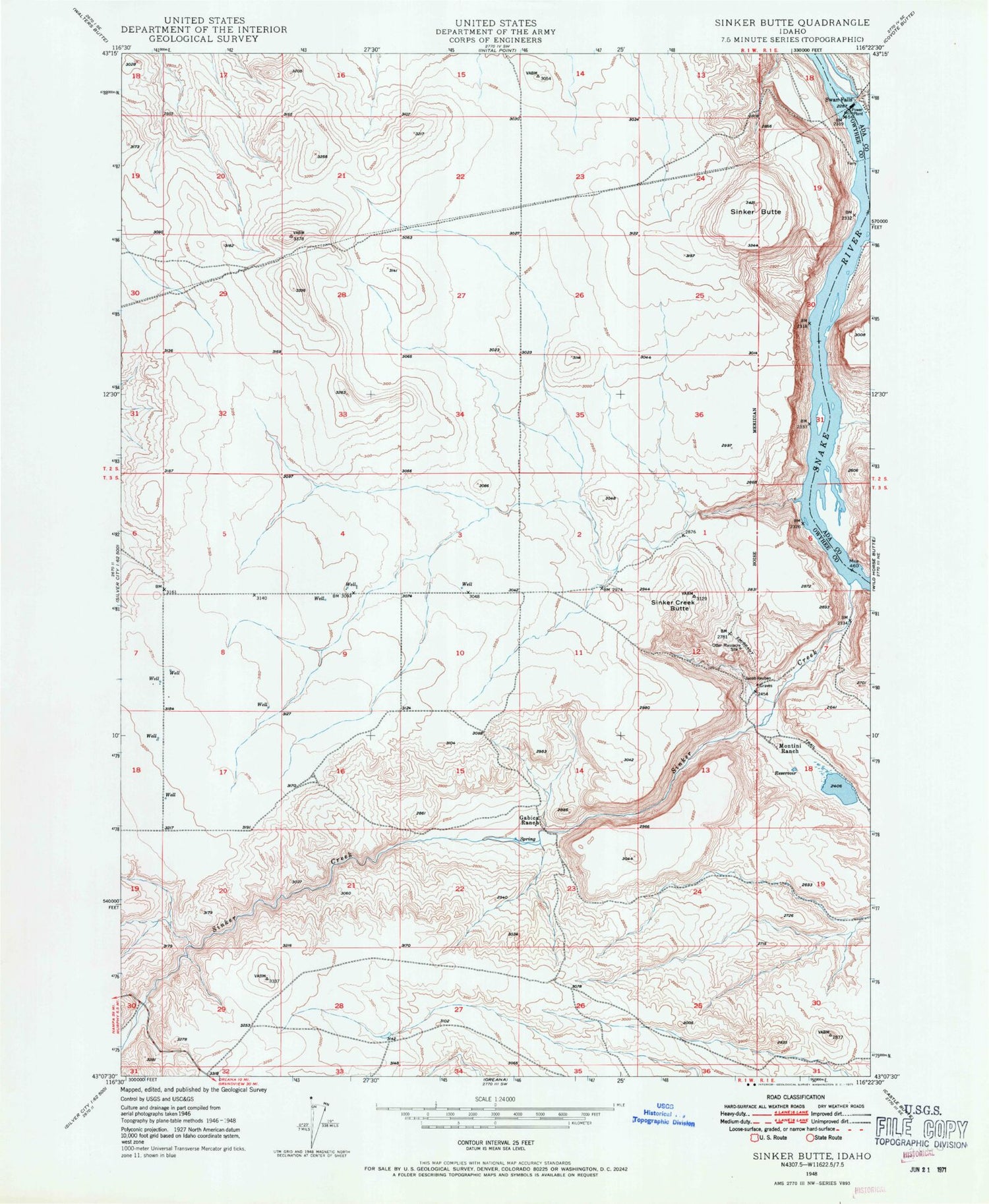 Classic USGS Sinker Butte Idaho 7.5'x7.5' Topo Map Image