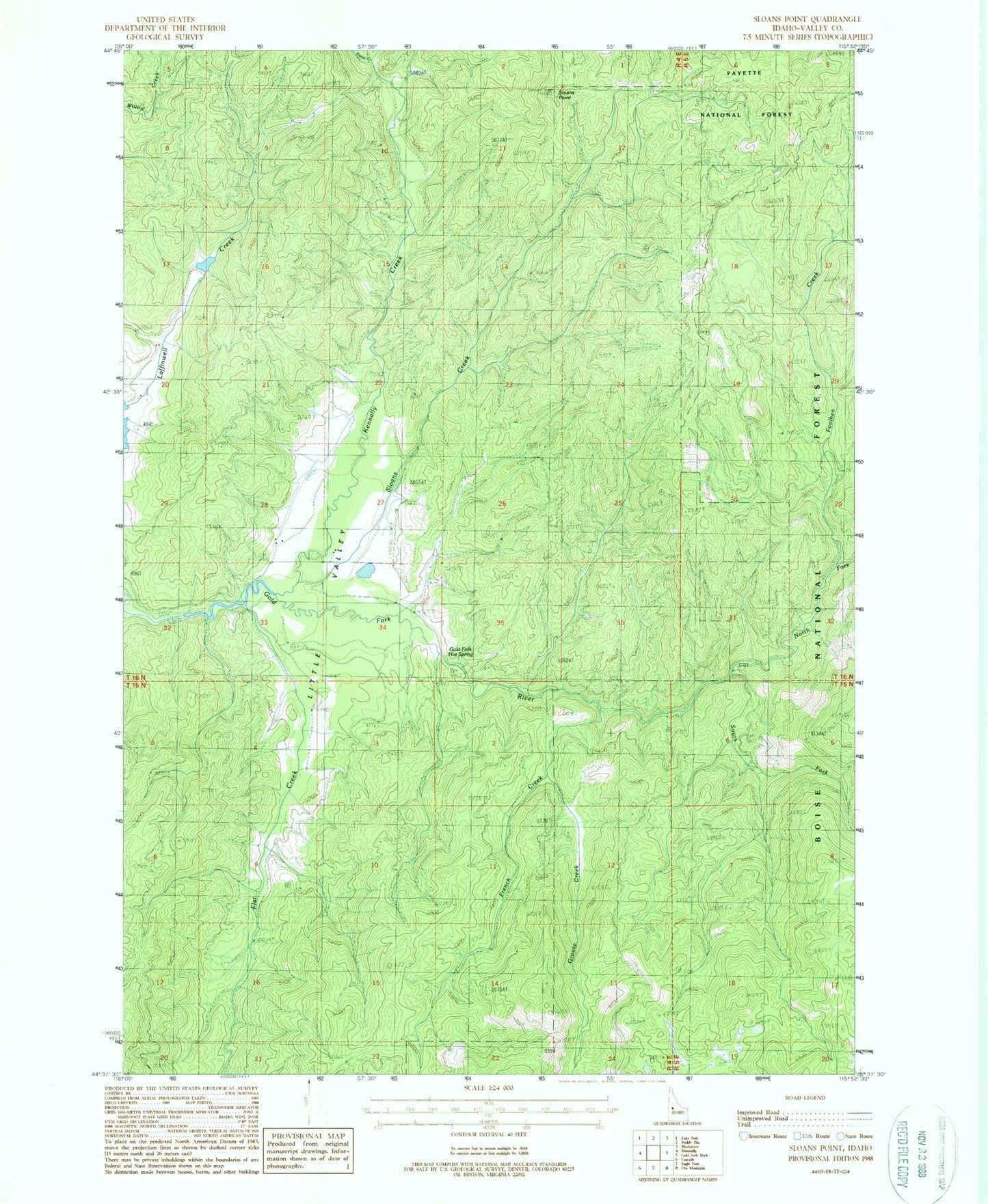 Classic USGS Sloans Point Idaho 7.5'x7.5' Topo Map Image