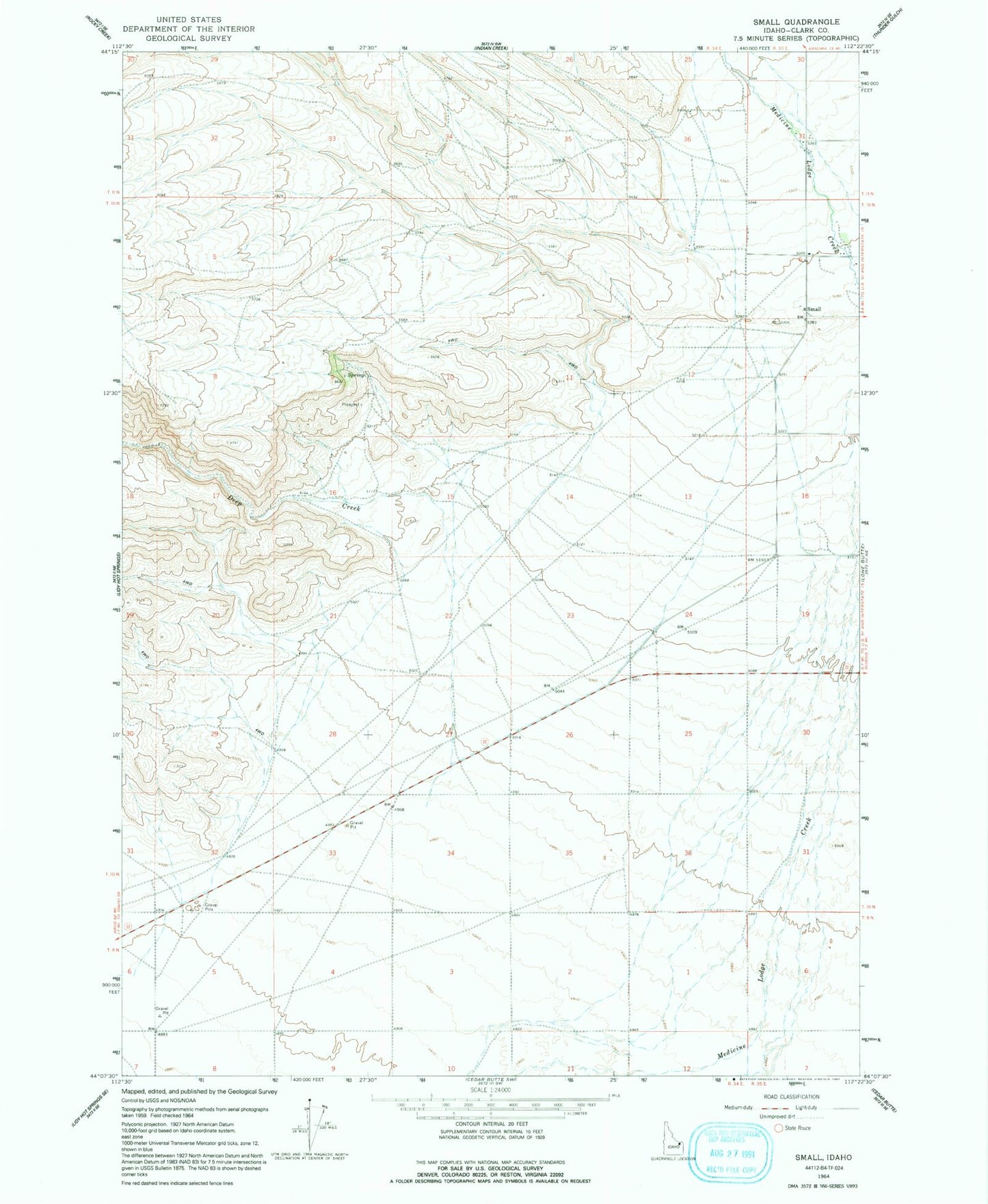 Classic USGS Small Idaho 7.5'x7.5' Topo Map Image