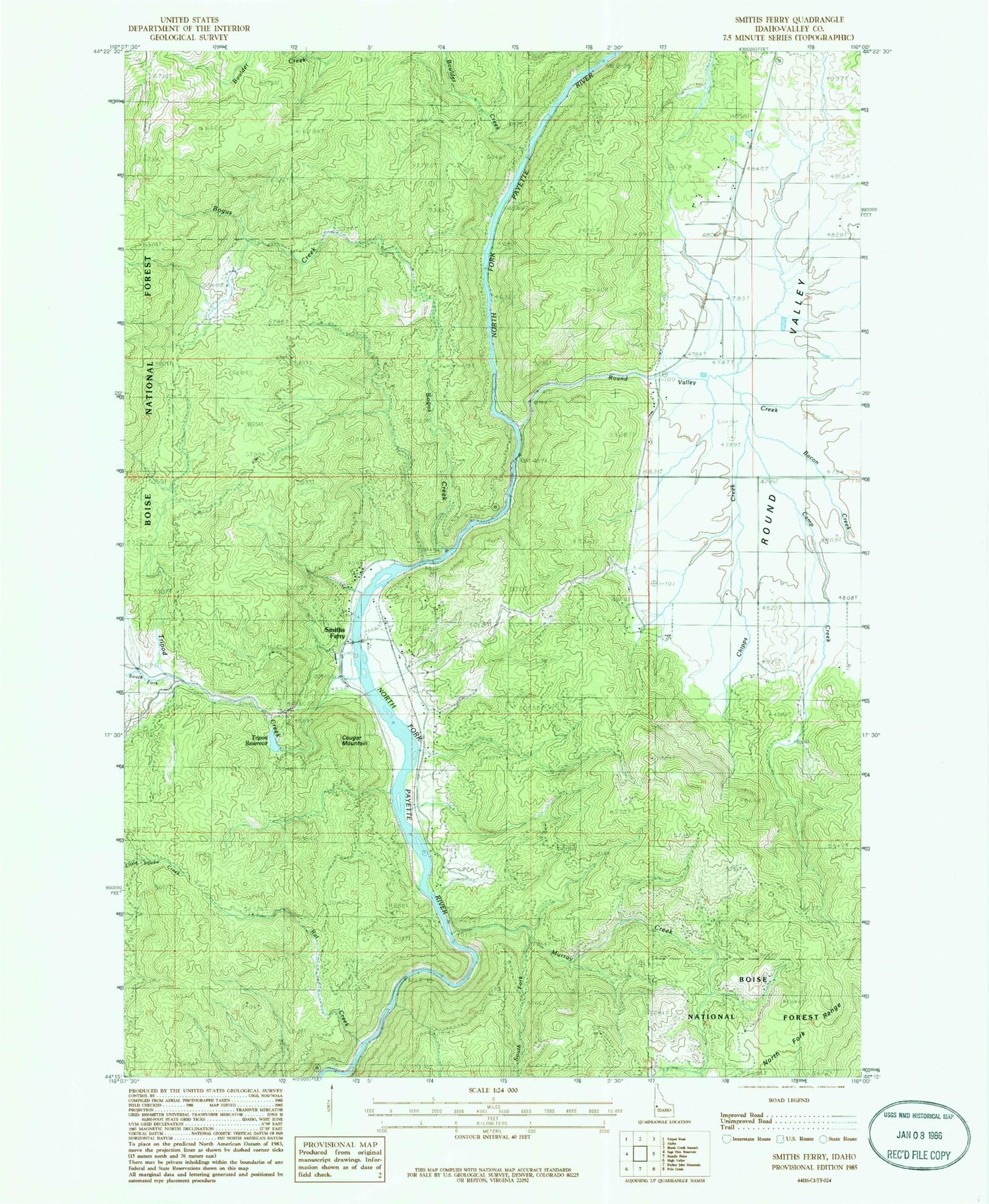 Classic USGS Smiths Ferry Idaho 7.5'x7.5' Topo Map Image