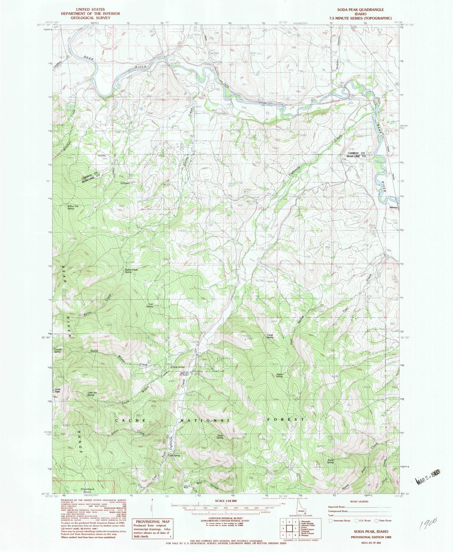 Classic USGS Soda Peak Idaho 7.5'x7.5' Topo Map Image