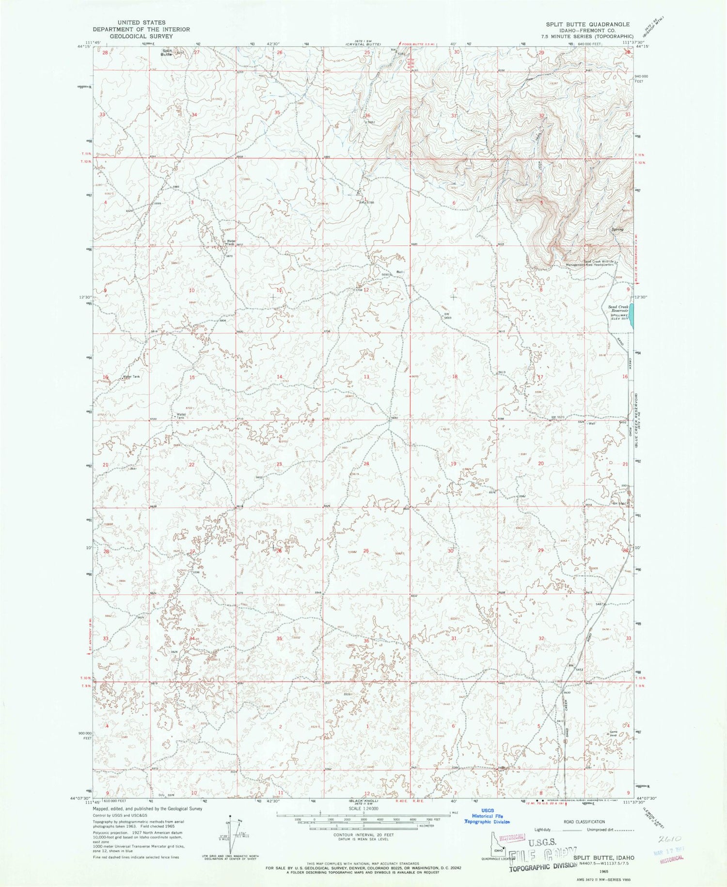 Classic USGS Split Butte Idaho 7.5'x7.5' Topo Map Image