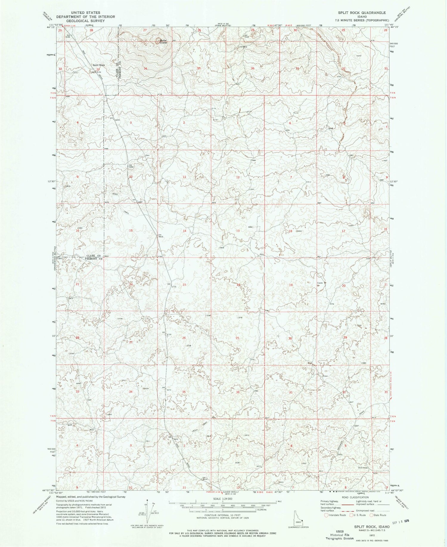 Classic USGS Split Rock Idaho 7.5'x7.5' Topo Map Image