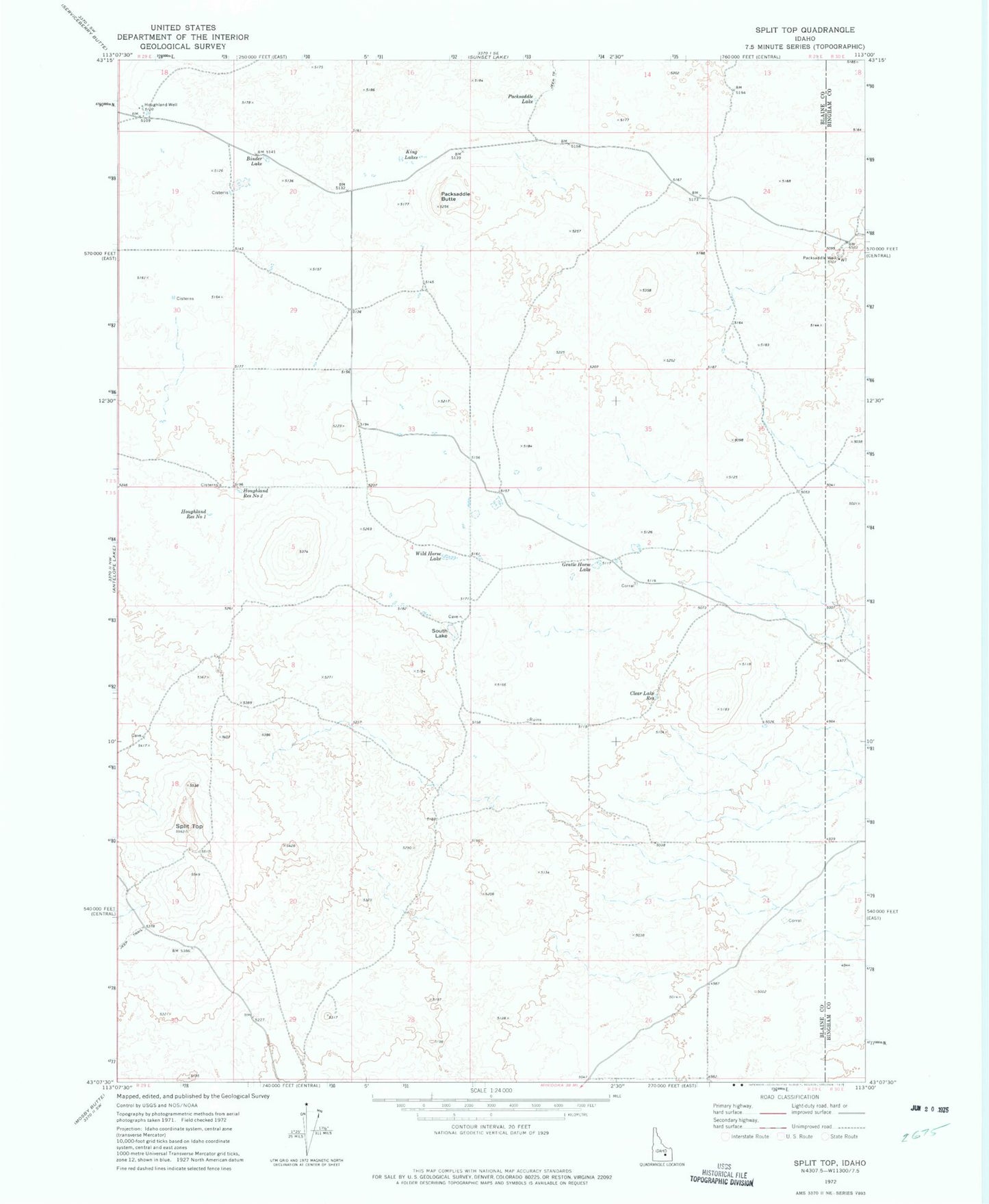 Classic USGS Split Top Idaho 7.5'x7.5' Topo Map Image