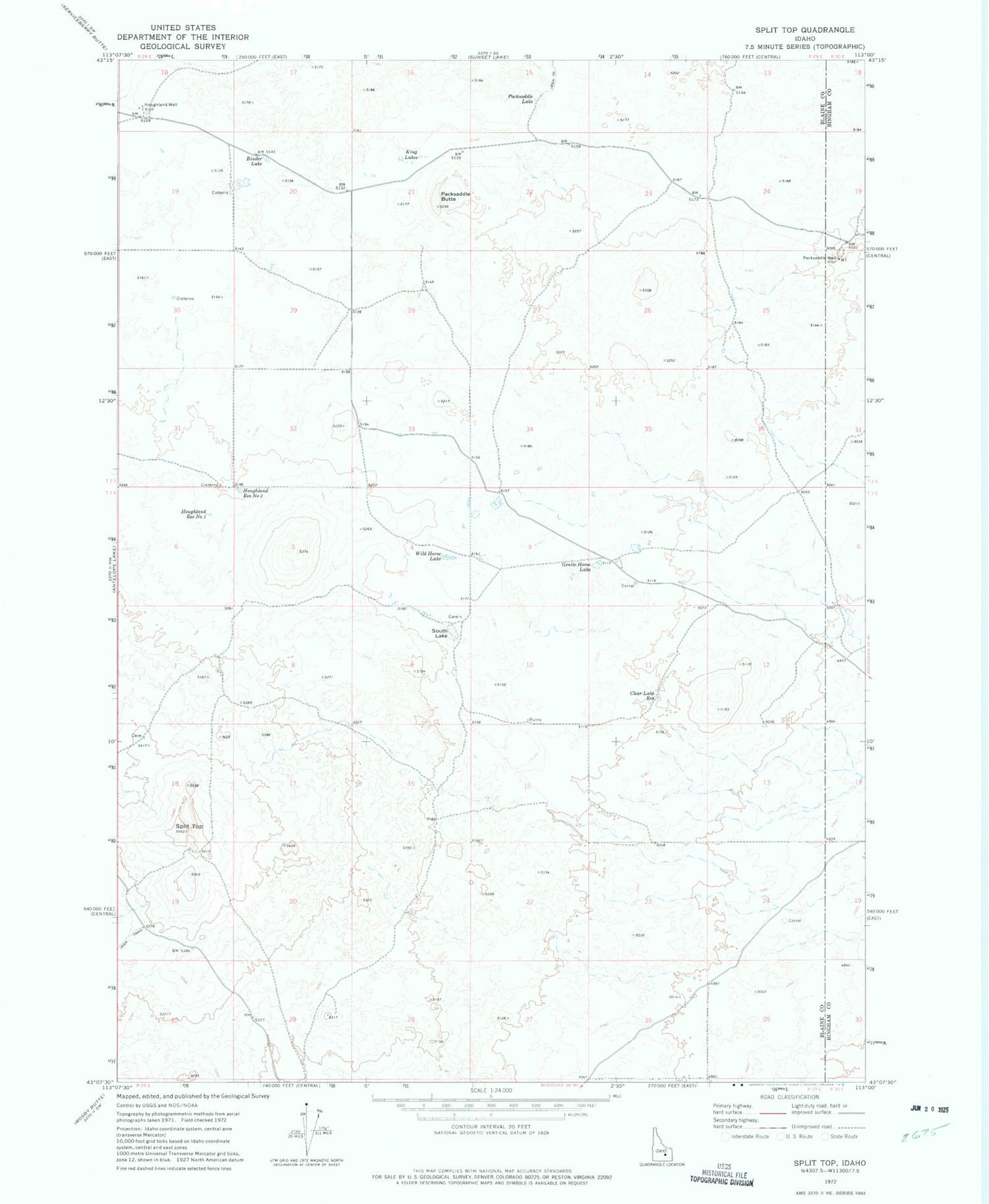 Classic USGS Split Top Idaho 7.5'x7.5' Topo Map Image