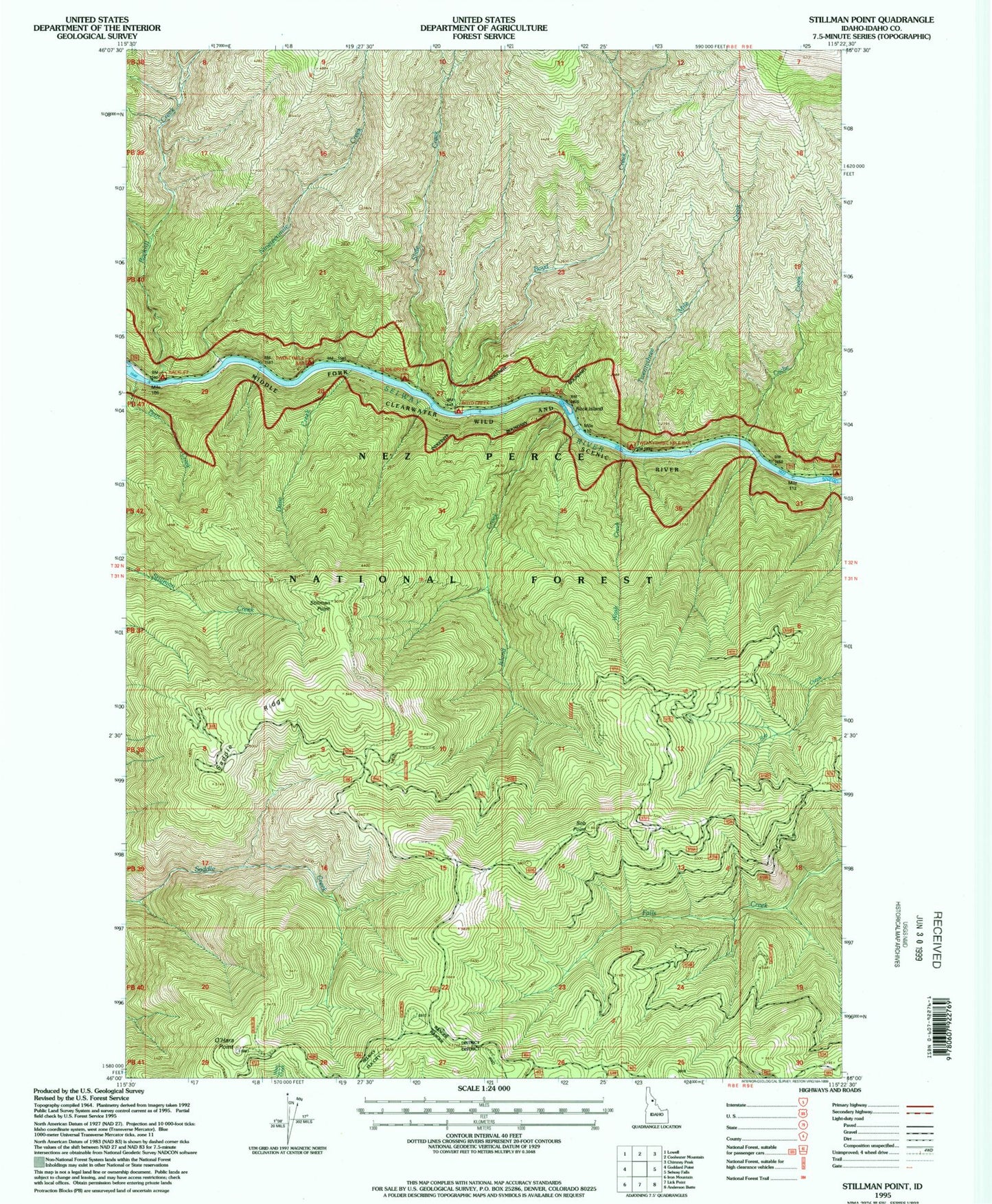 Classic USGS Stillman Point Idaho 7.5'x7.5' Topo Map Image