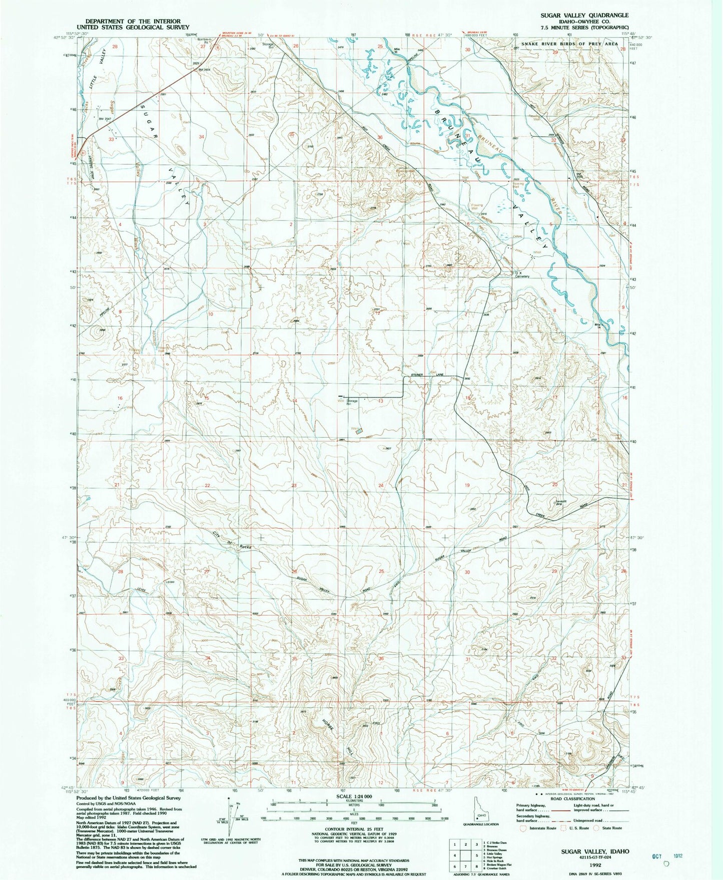 Classic USGS Sugar Valley Idaho 7.5'x7.5' Topo Map Image