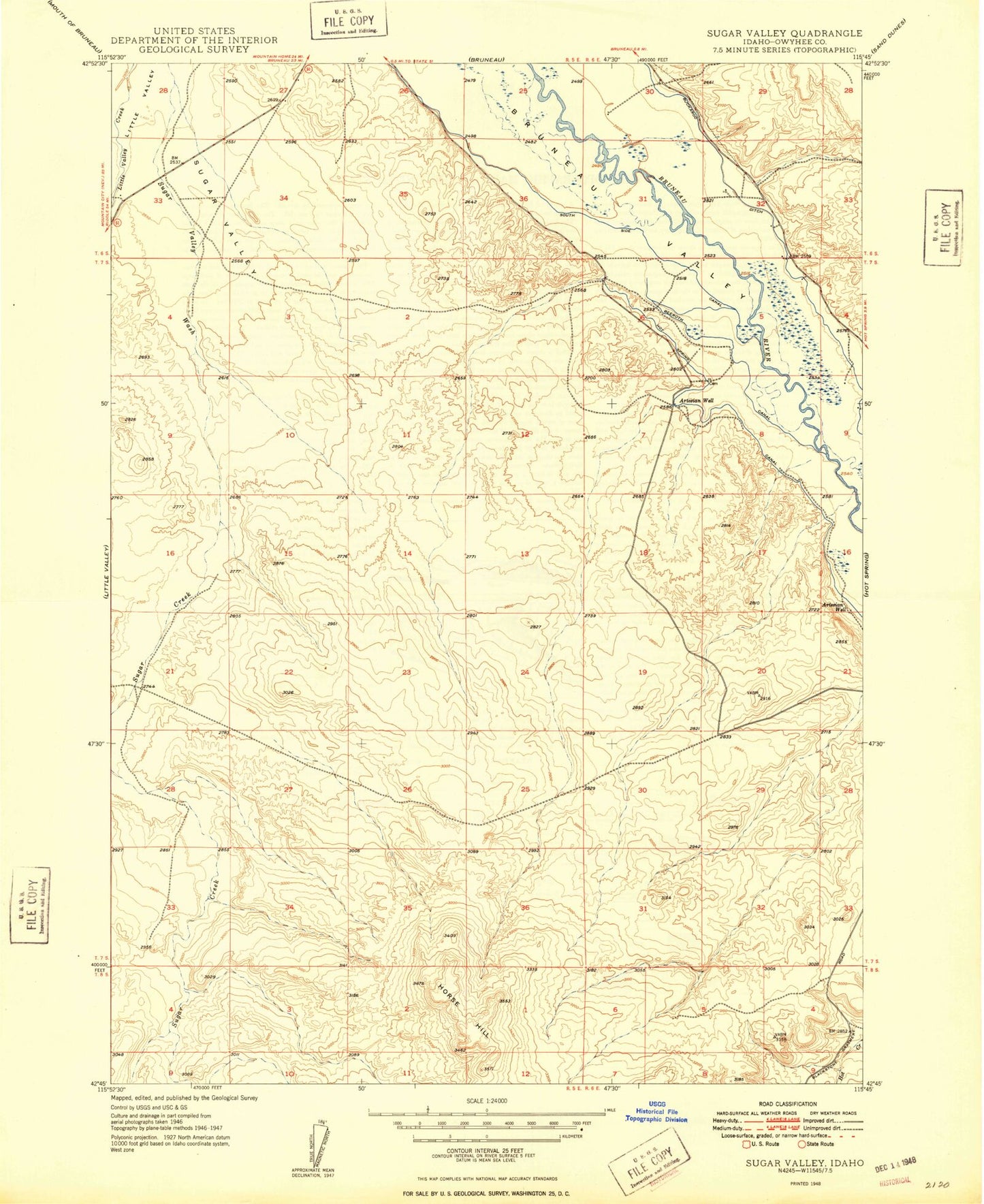 Classic USGS Sugar Valley Idaho 7.5'x7.5' Topo Map Image