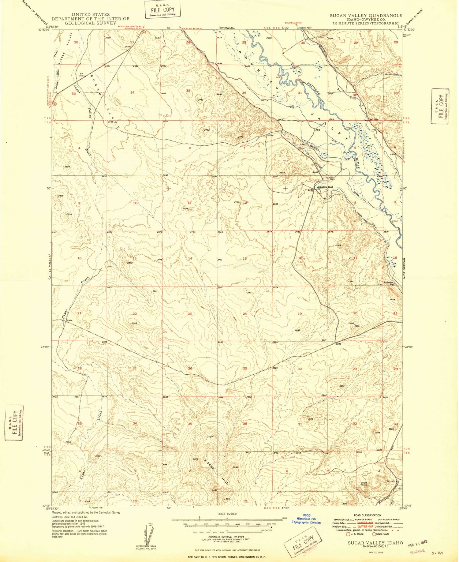 Classic USGS Sugar Valley Idaho 7.5'x7.5' Topo Map Image
