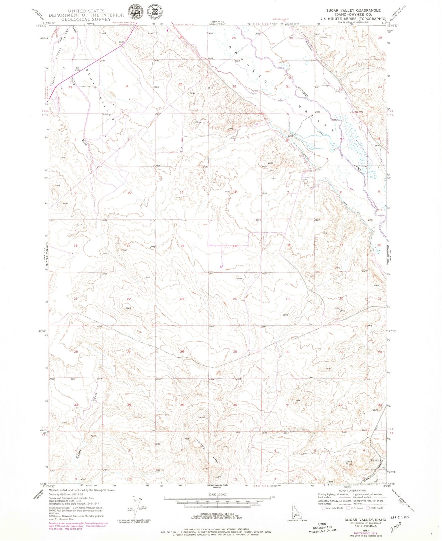 Classic USGS Sugar Valley Idaho 7.5'x7.5' Topo Map Image