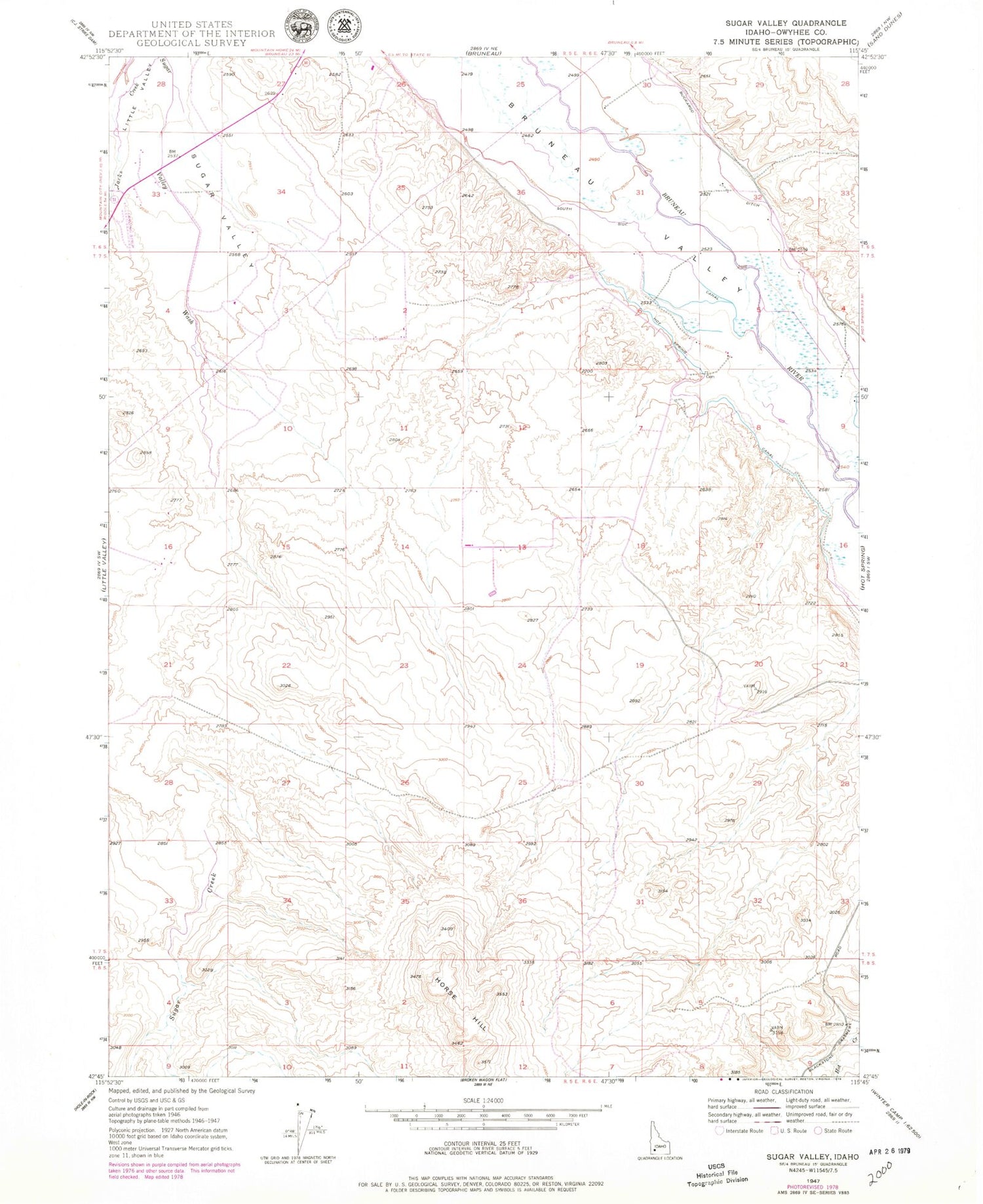Classic USGS Sugar Valley Idaho 7.5'x7.5' Topo Map Image