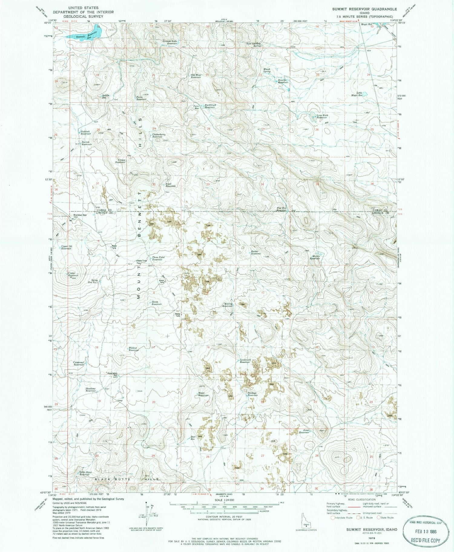 Classic USGS Summit Reservoir Idaho 7.5'x7.5' Topo Map Image