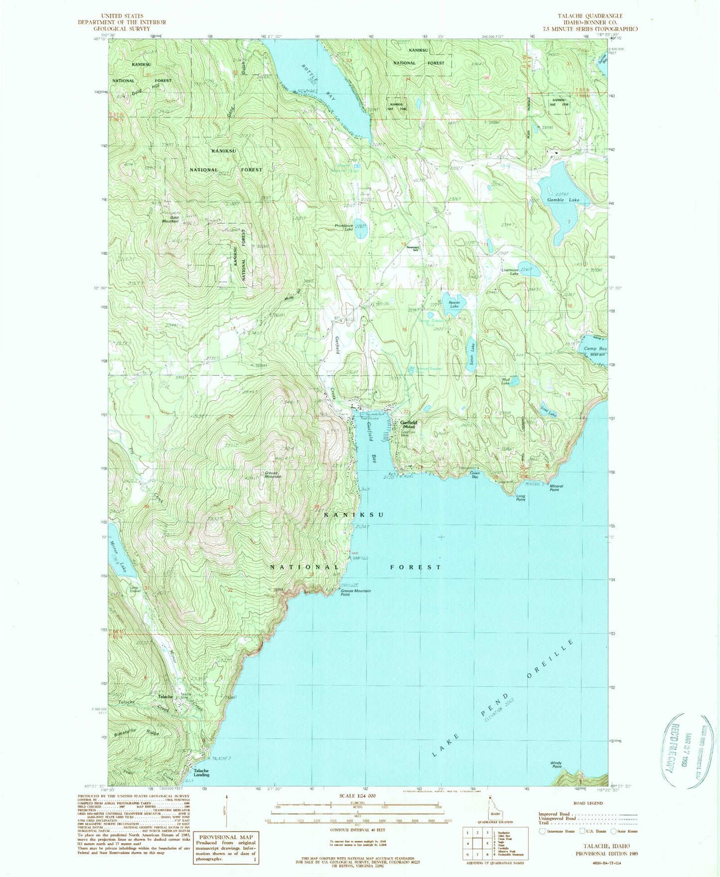 Classic USGS Talache Idaho 7.5'x7.5' Topo Map Image