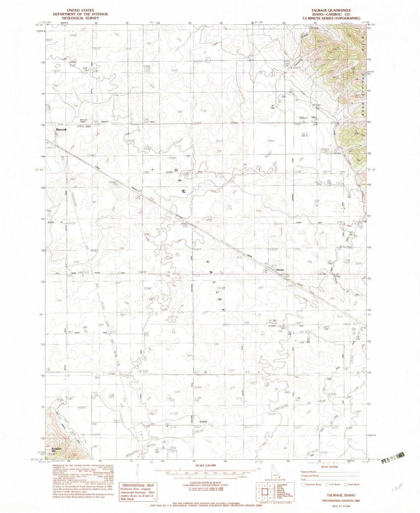 Classic USGS Talmage Idaho 7.5'x7.5' Topo Map Image
