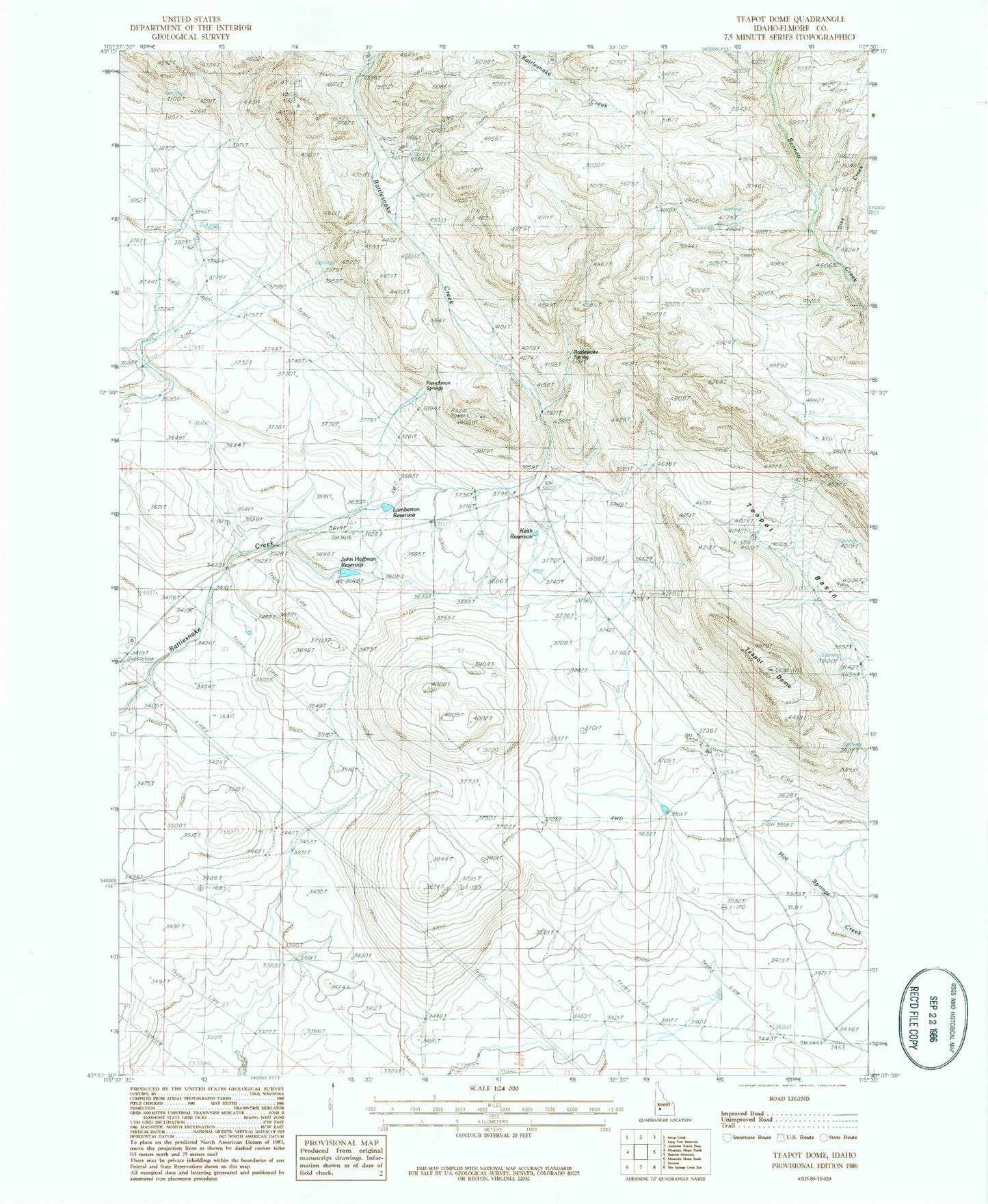 Classic USGS Teapot Dome Idaho 7.5'x7.5' Topo Map Image