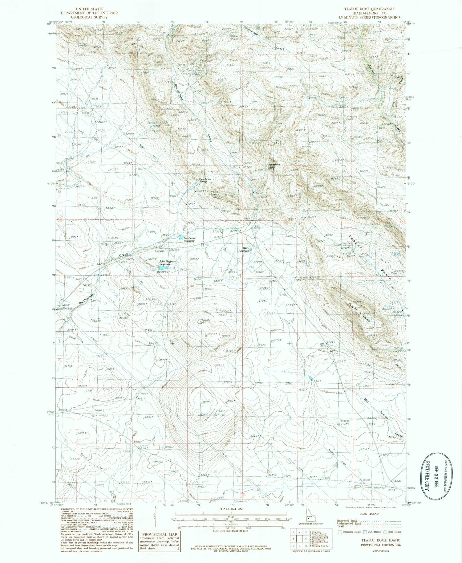 Classic USGS Teapot Dome Idaho 7.5'x7.5' Topo Map Image