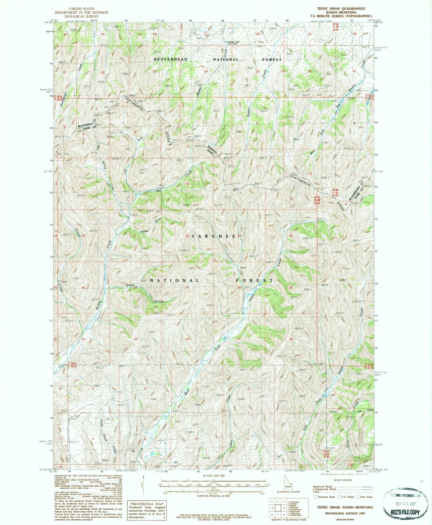 Classic USGS Tepee Draw Idaho 7.5'x7.5' Topo Map Image