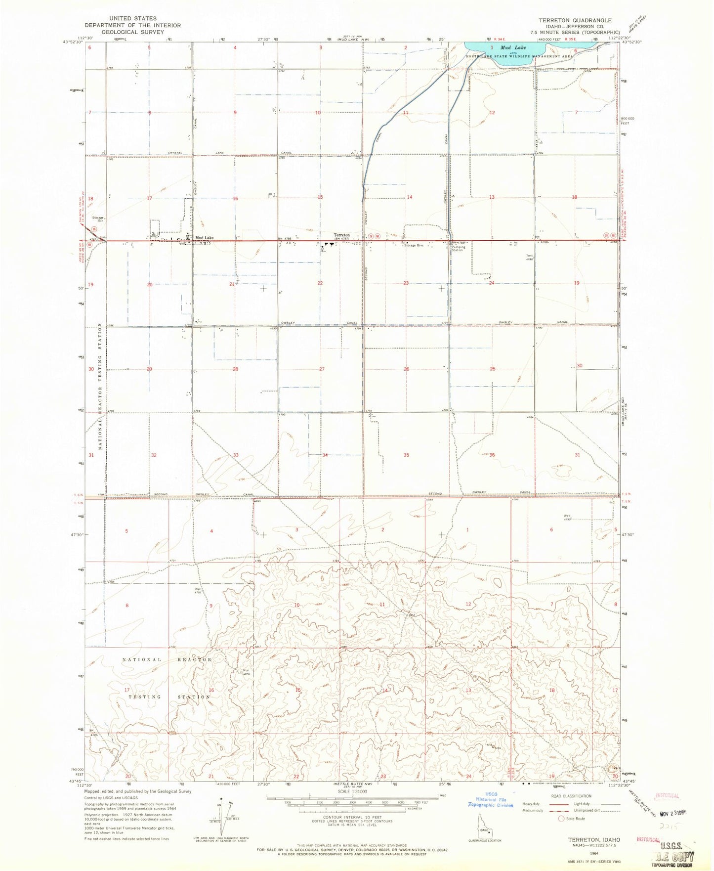 Classic USGS Terreton Idaho 7.5'x7.5' Topo Map Image