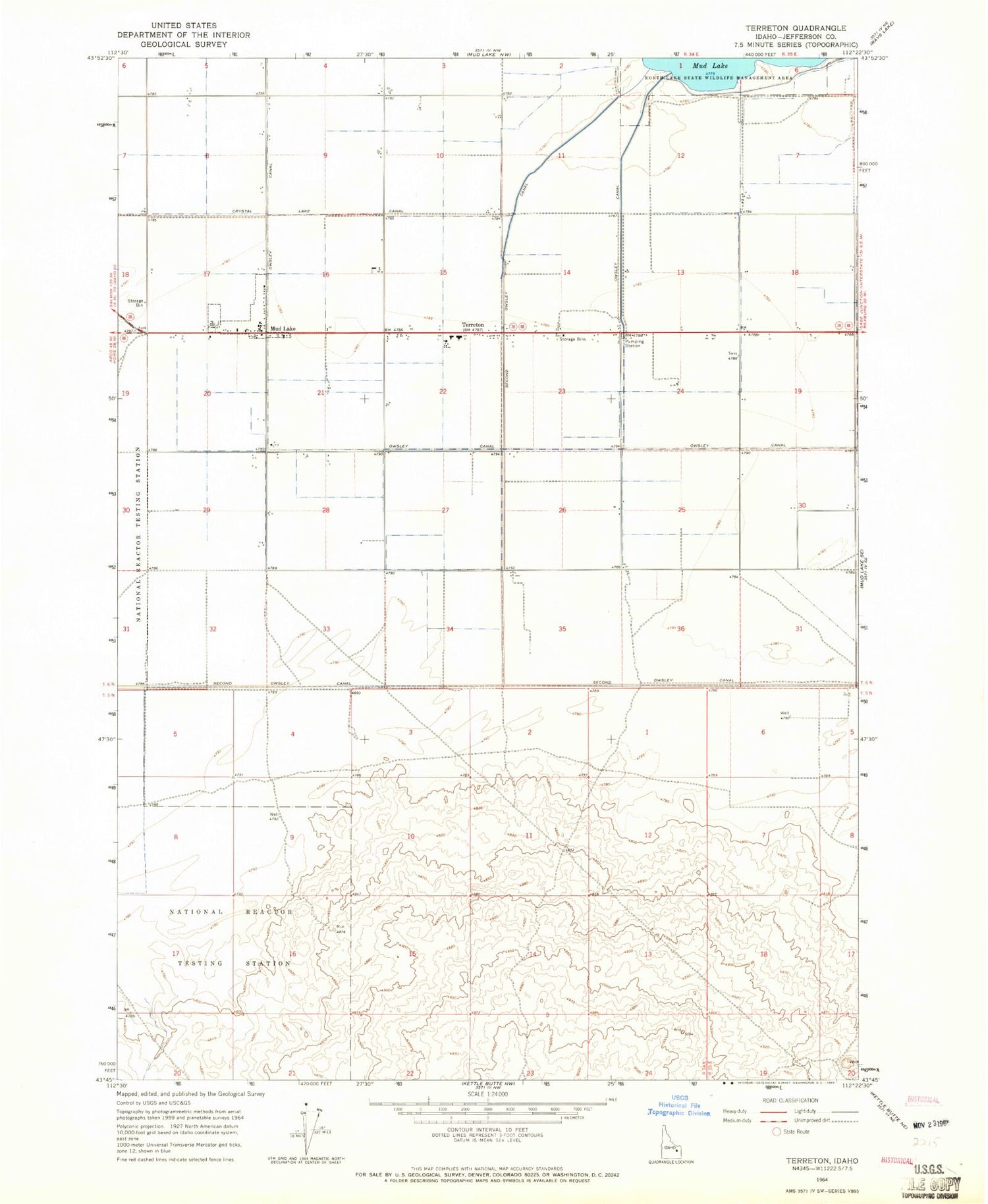 Classic USGS Terreton Idaho 7.5'x7.5' Topo Map Image