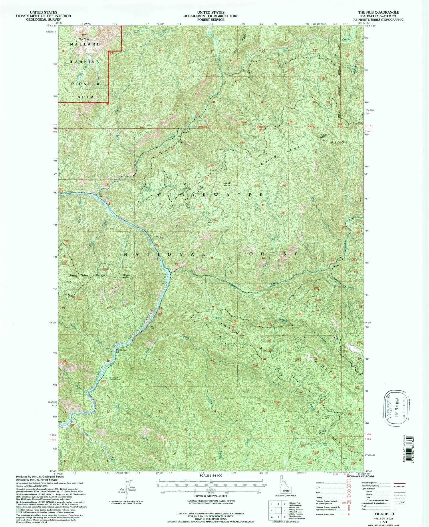 Classic USGS The Nub Idaho 7.5'x7.5' Topo Map Image