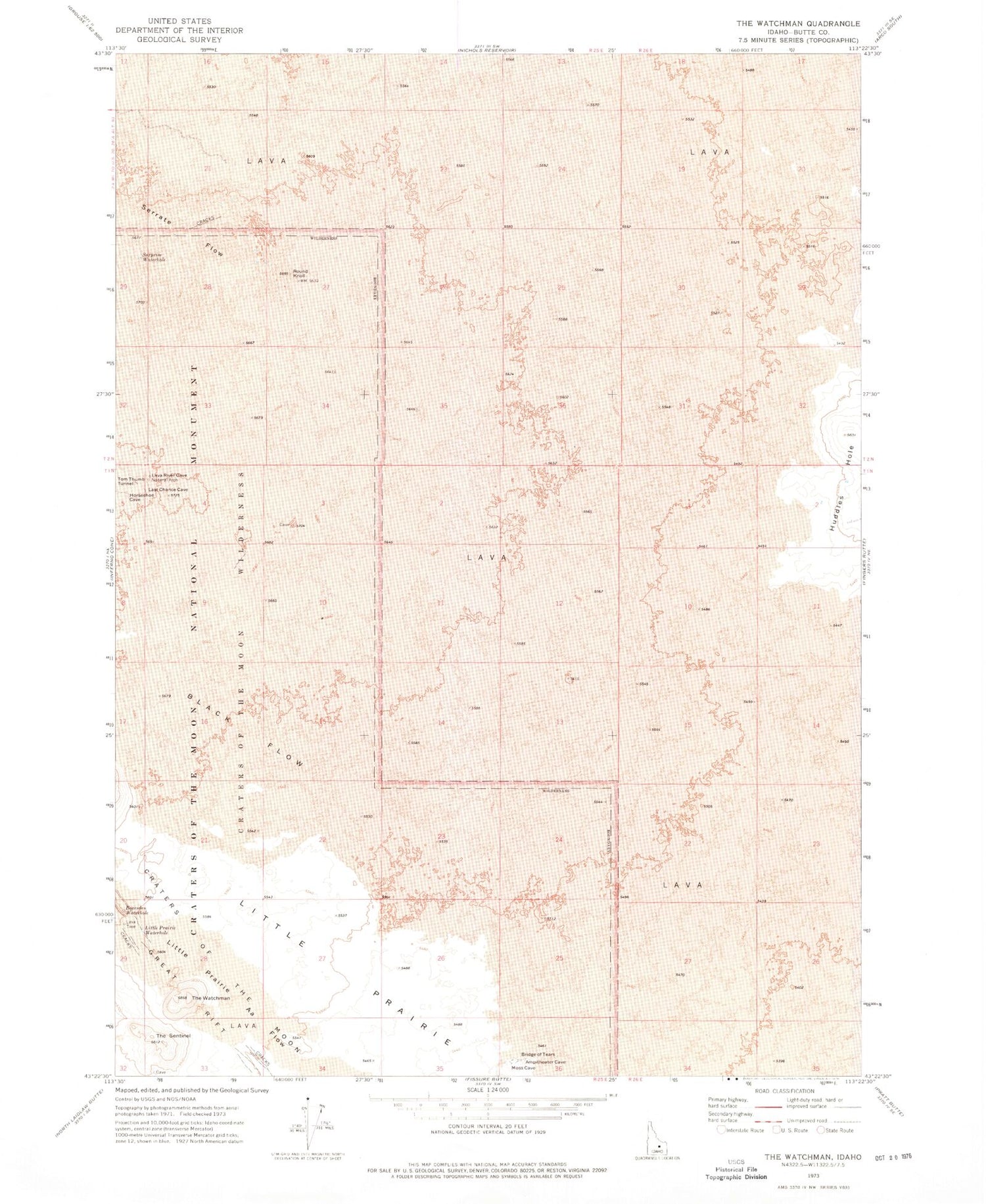 Classic USGS The Watchman Idaho 7.5'x7.5' Topo Map Image