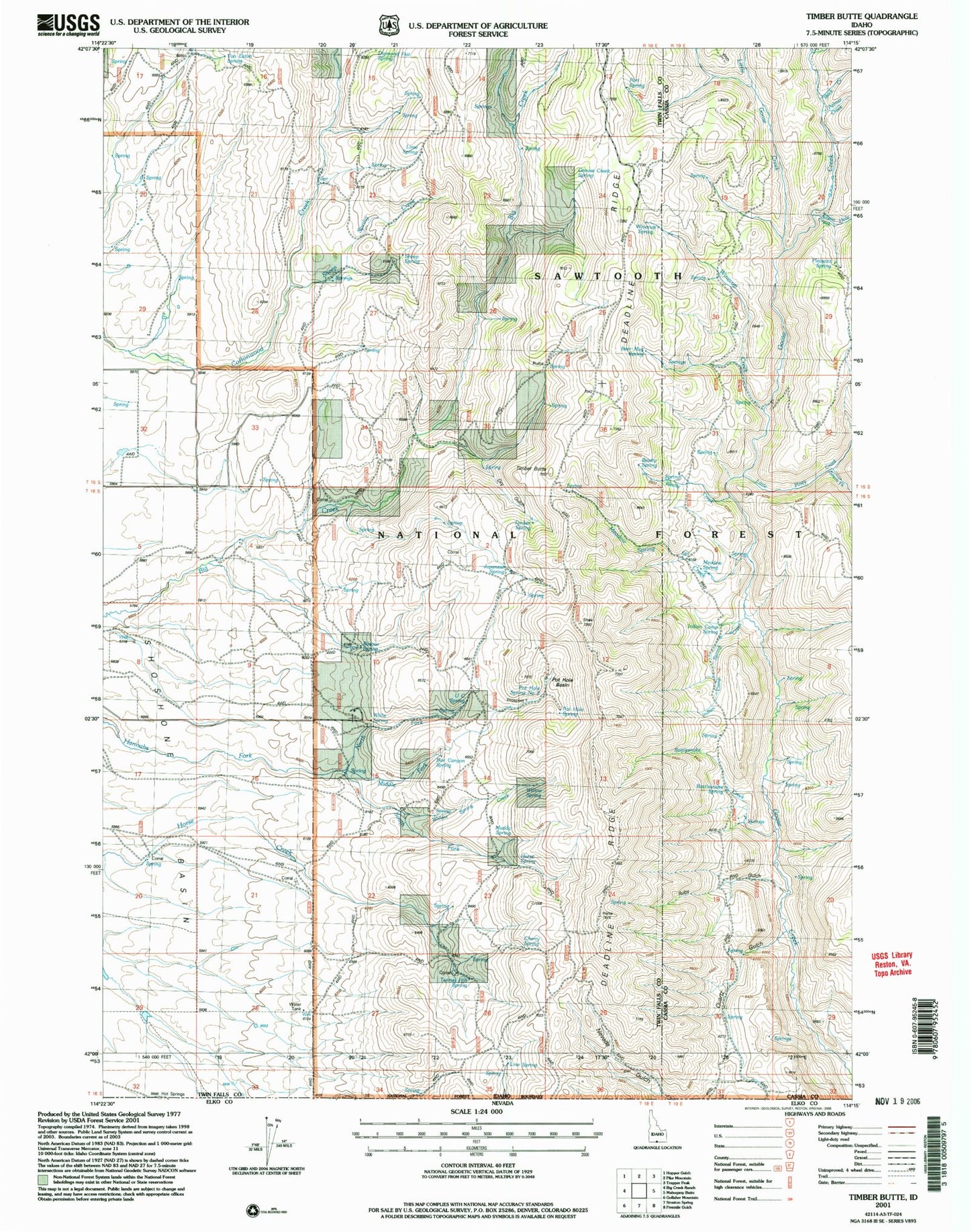 Classic USGS Timber Butte Idaho 7.5'x7.5' Topo Map Image