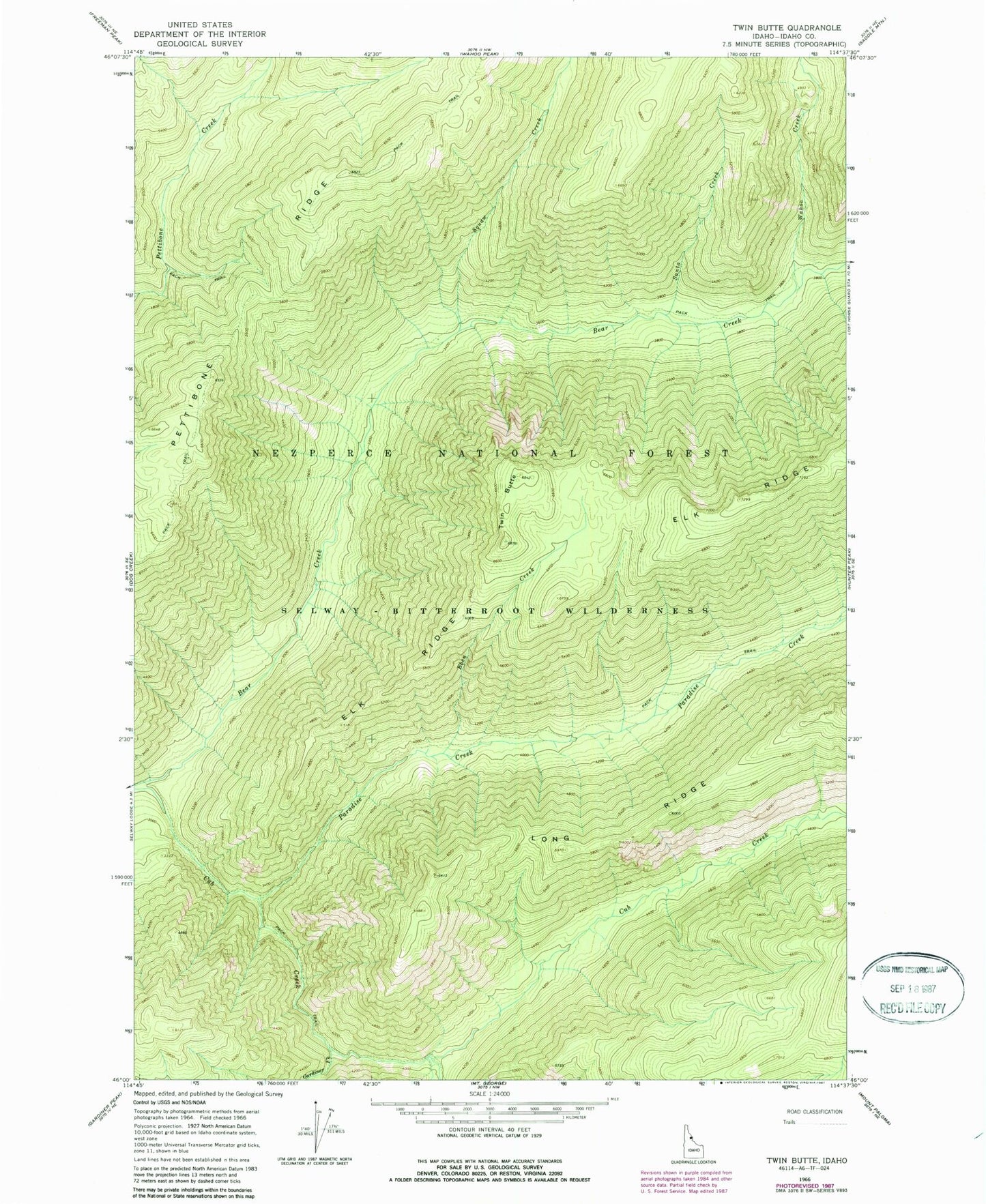 Classic USGS Twin Butte Idaho 7.5'x7.5' Topo Map Image