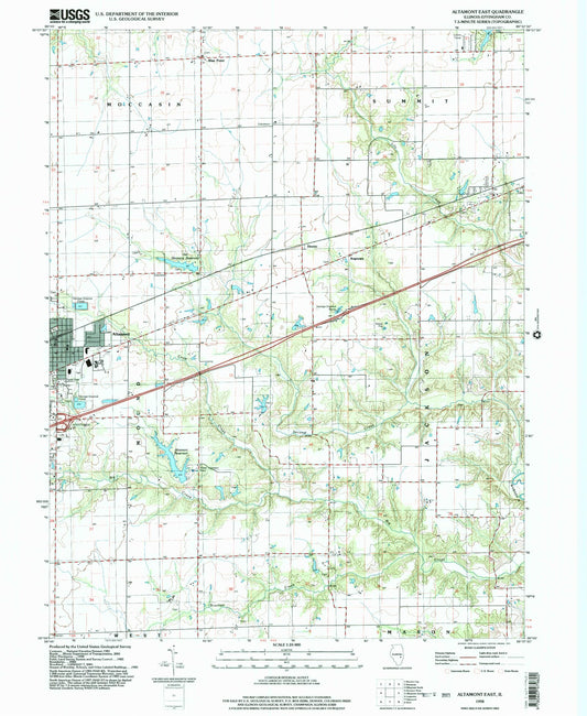 Classic USGS Altamont East Illinois 7.5'x7.5' Topo Map Image