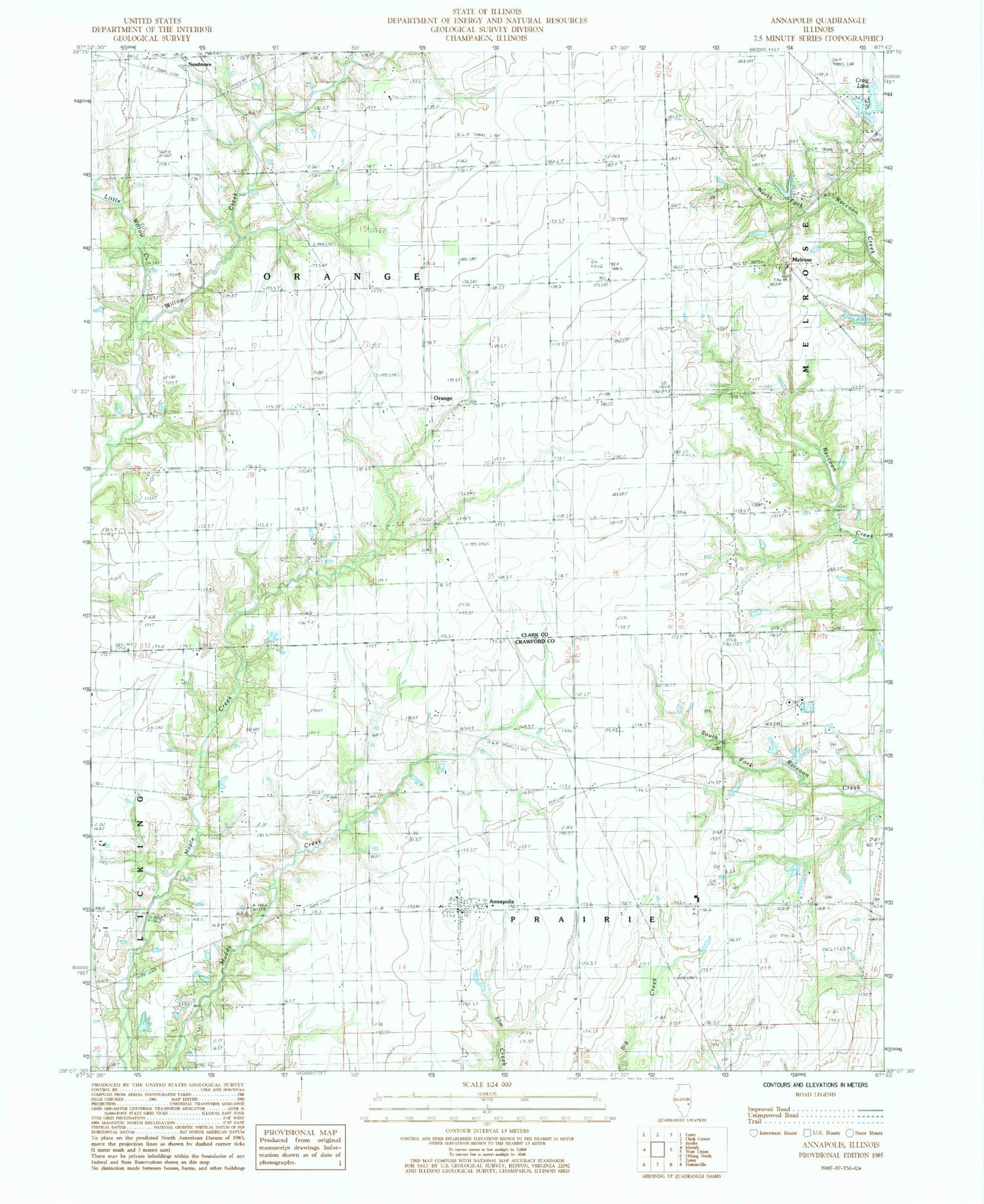 Classic USGS Annapolis Illinois 7.5'x7.5' Topo Map Image