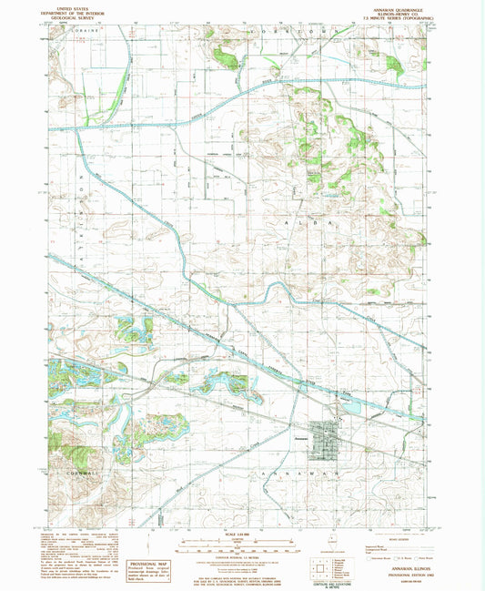 Classic USGS Annawan Illinois 7.5'x7.5' Topo Map Image