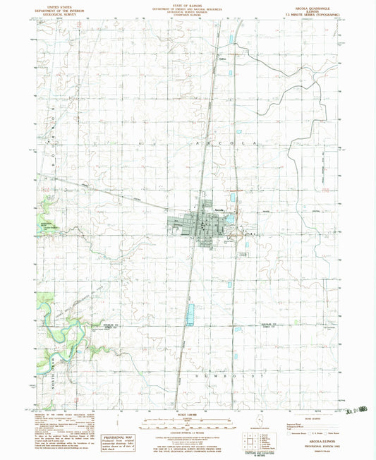 Classic USGS Arcola Illinois 7.5'x7.5' Topo Map Image