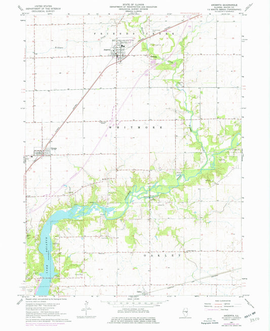 Classic USGS Argenta Illinois 7.5'x7.5' Topo Map Image