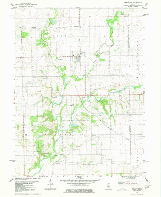 Classic USGS Armington Illinois 7.5'x7.5' Topo Map Image