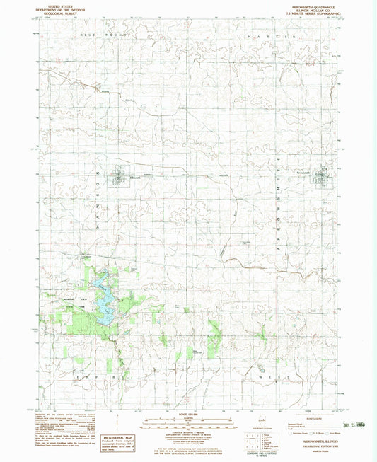 Classic USGS Arrowsmith Illinois 7.5'x7.5' Topo Map Image
