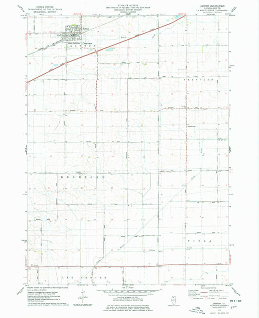 Classic USGS Ashton Illinois 7.5'x7.5' Topo Map Image