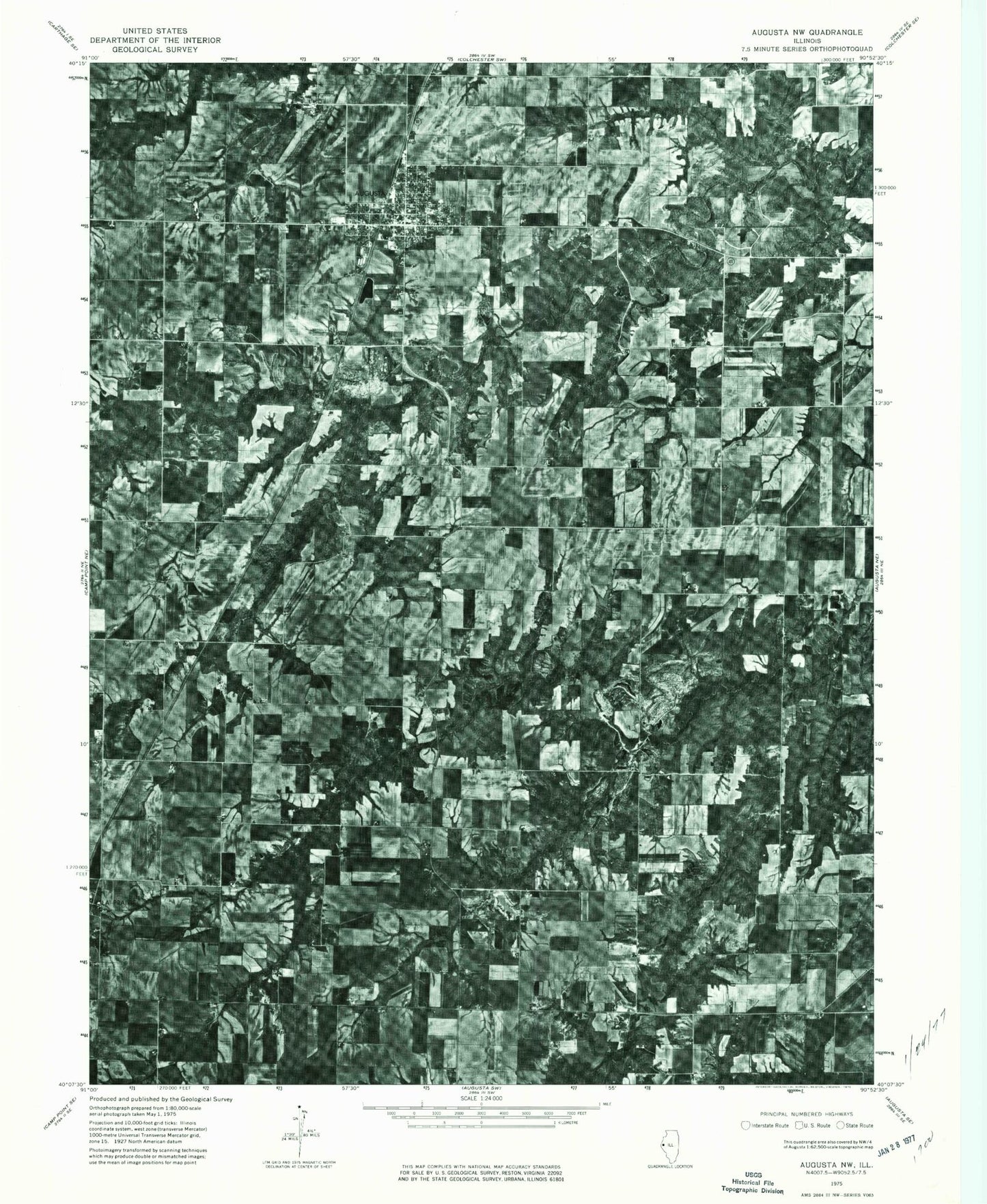 Classic USGS Augusta Illinois 7.5'x7.5' Topo Map Image