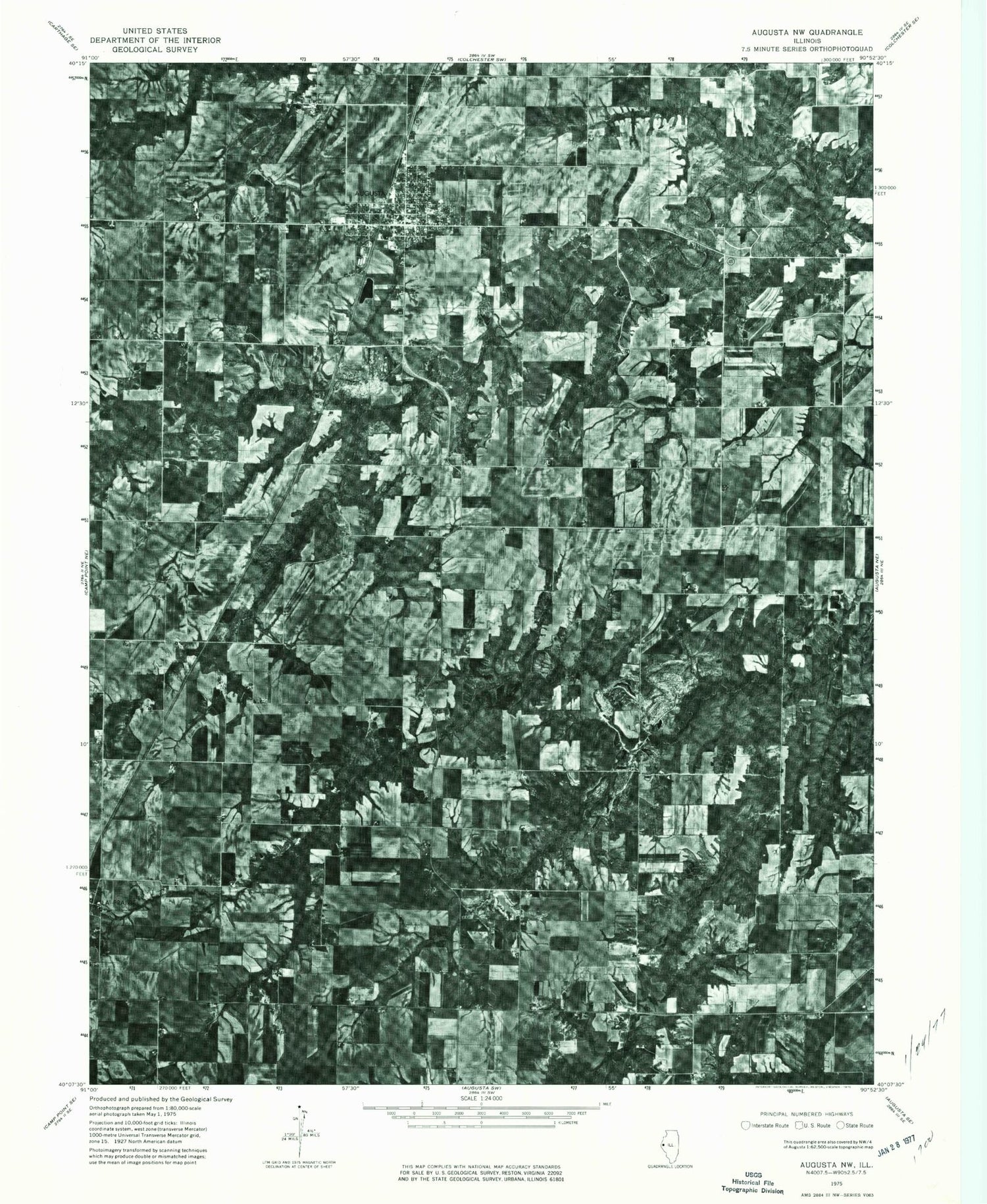 Classic USGS Augusta Illinois 7.5'x7.5' Topo Map Image