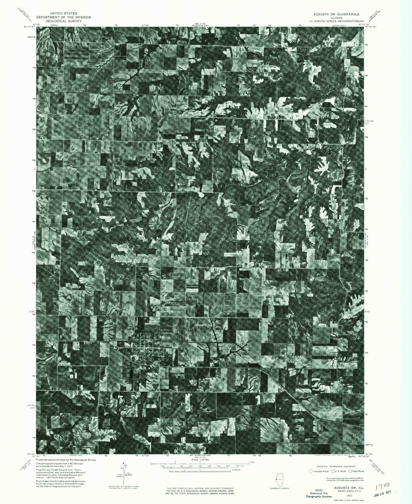 Classic USGS Clayton Illinois 7.5'x7.5' Topo Map Image