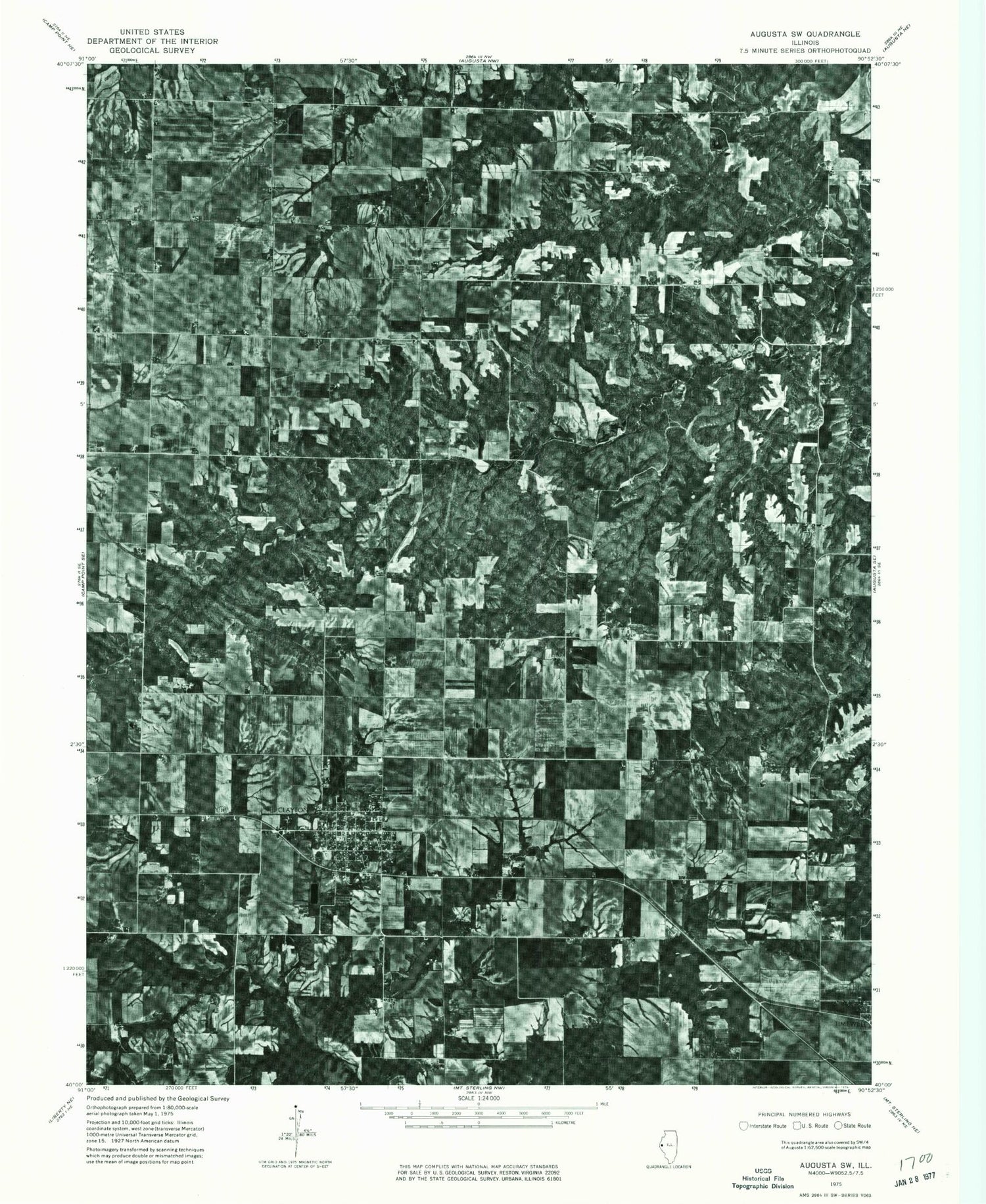 Classic USGS Clayton Illinois 7.5'x7.5' Topo Map Image