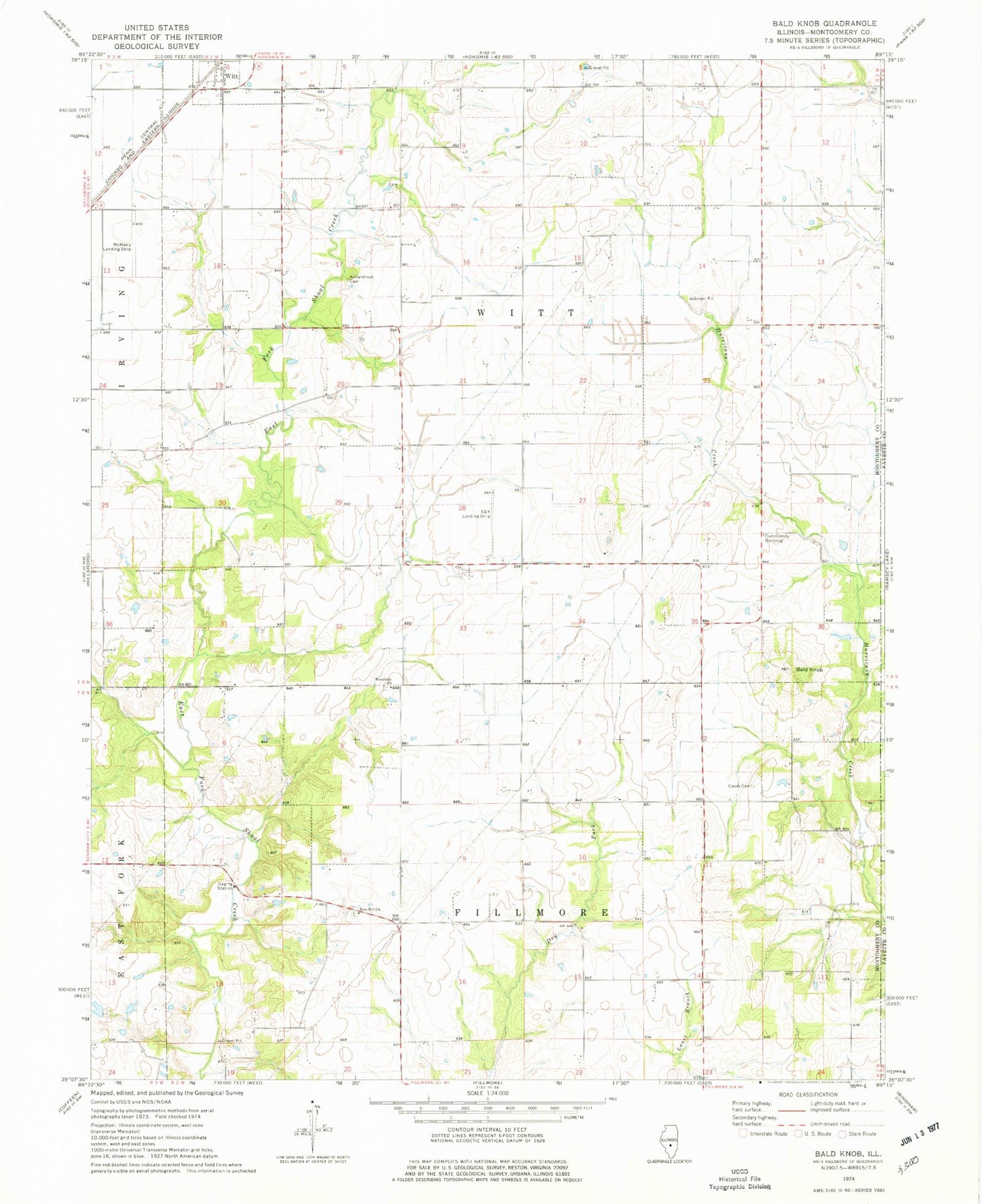 Classic USGS Bald Knob Illinois 7.5'x7.5' Topo Map Image