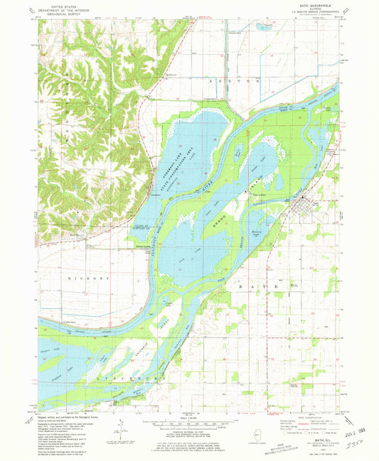 Classic USGS Bath Illinois 7.5'x7.5' Topo Map Image