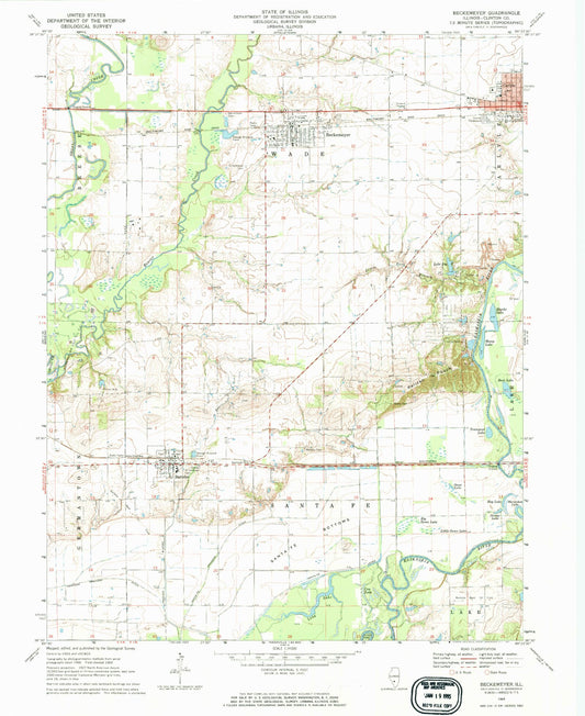 Classic USGS Beckemeyer Illinois 7.5'x7.5' Topo Map Image